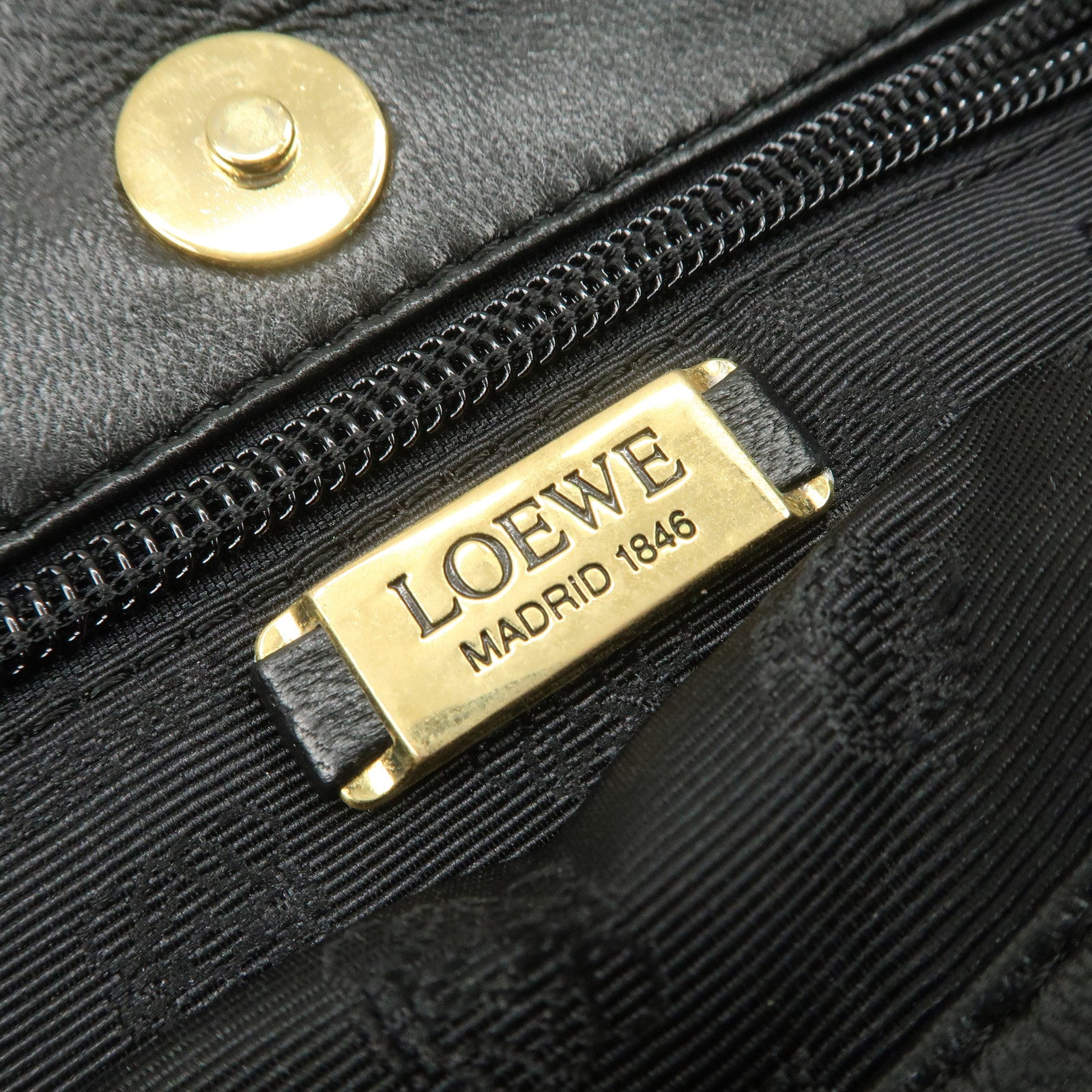 LOEWE Leather Tote Bag Hand Bag Leopard Brown Black Gold HDW Used