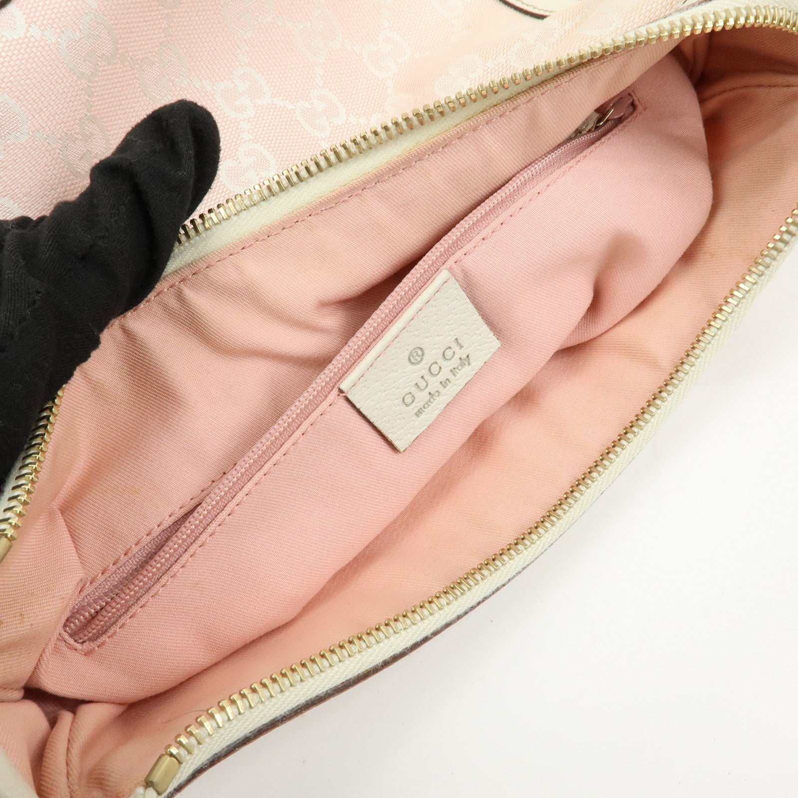 GUCCI GG Canvas Shoulder Bag Hand Bag Pink White 146244