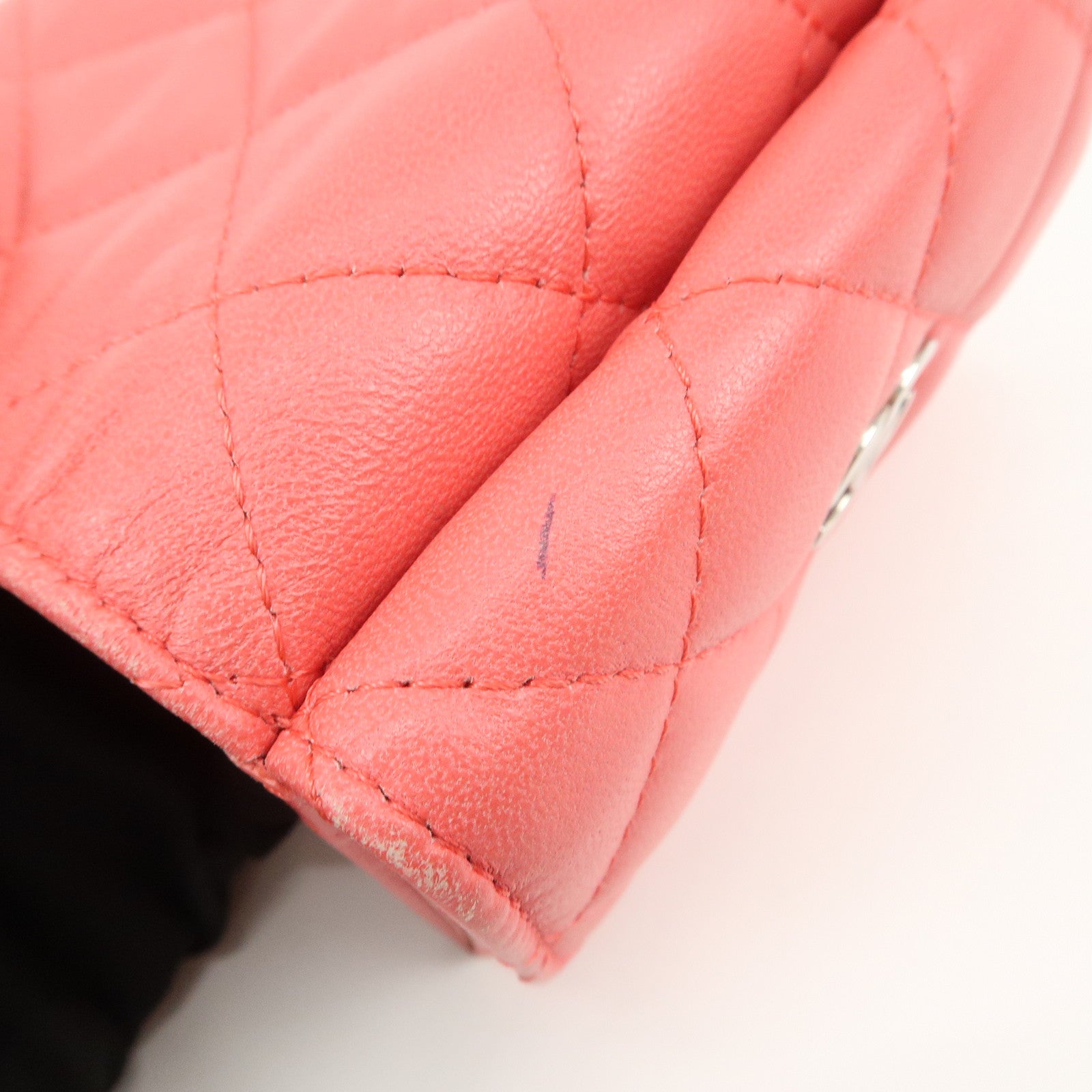 CHANEL Matelasse Lamb Skin Tri-fold Compact Wallet Coral AP0094