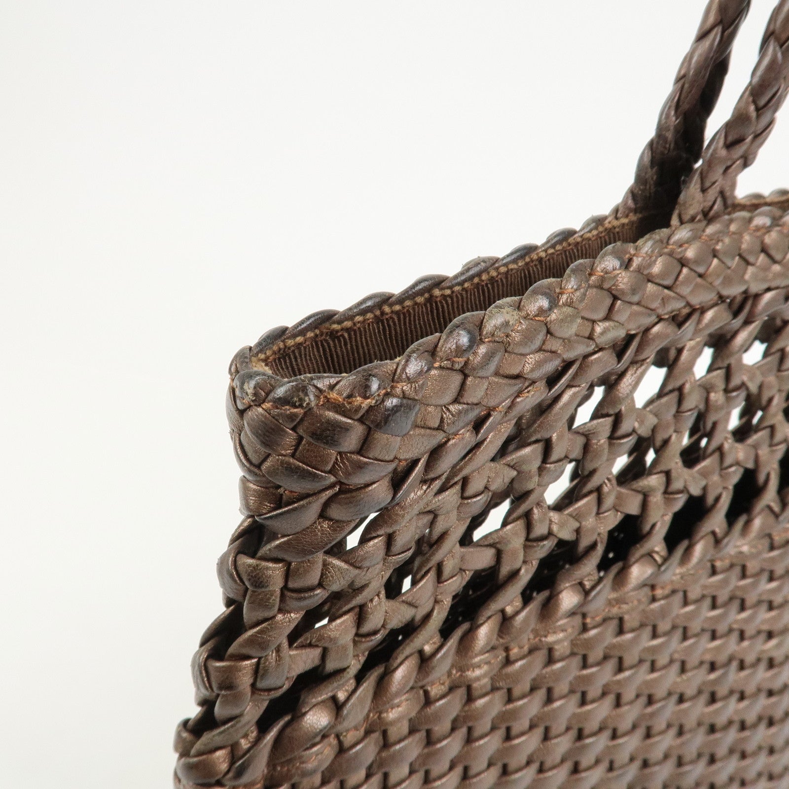 Ferragamo Gancini Logo Leather Tote Bag Shoulder Bag Brown