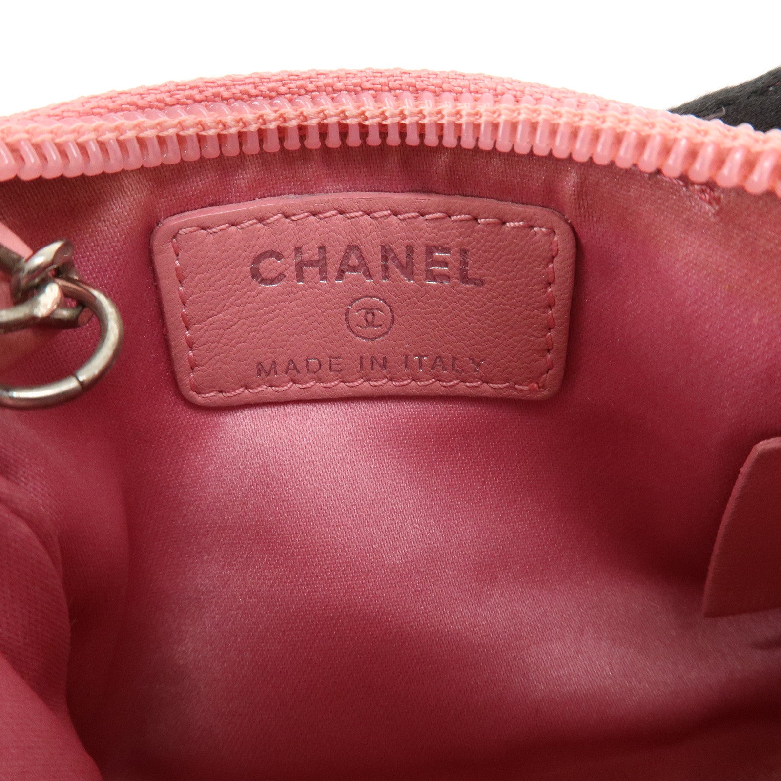 CHANEL Camellia Lamb Skin Leather Coin Case Pink