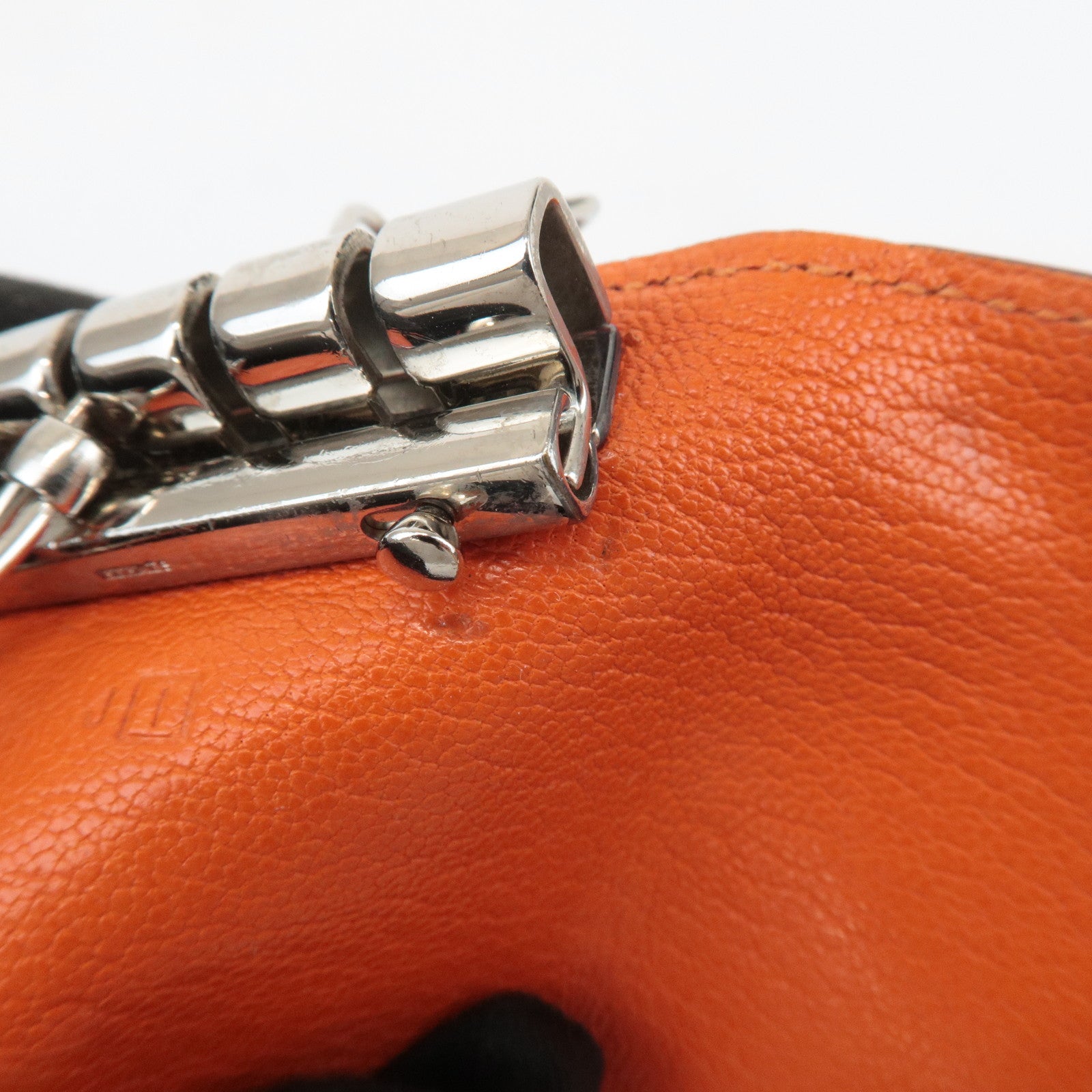 HERMES Shable Bean Leather 4 Rings Key Case I Stamped Orange