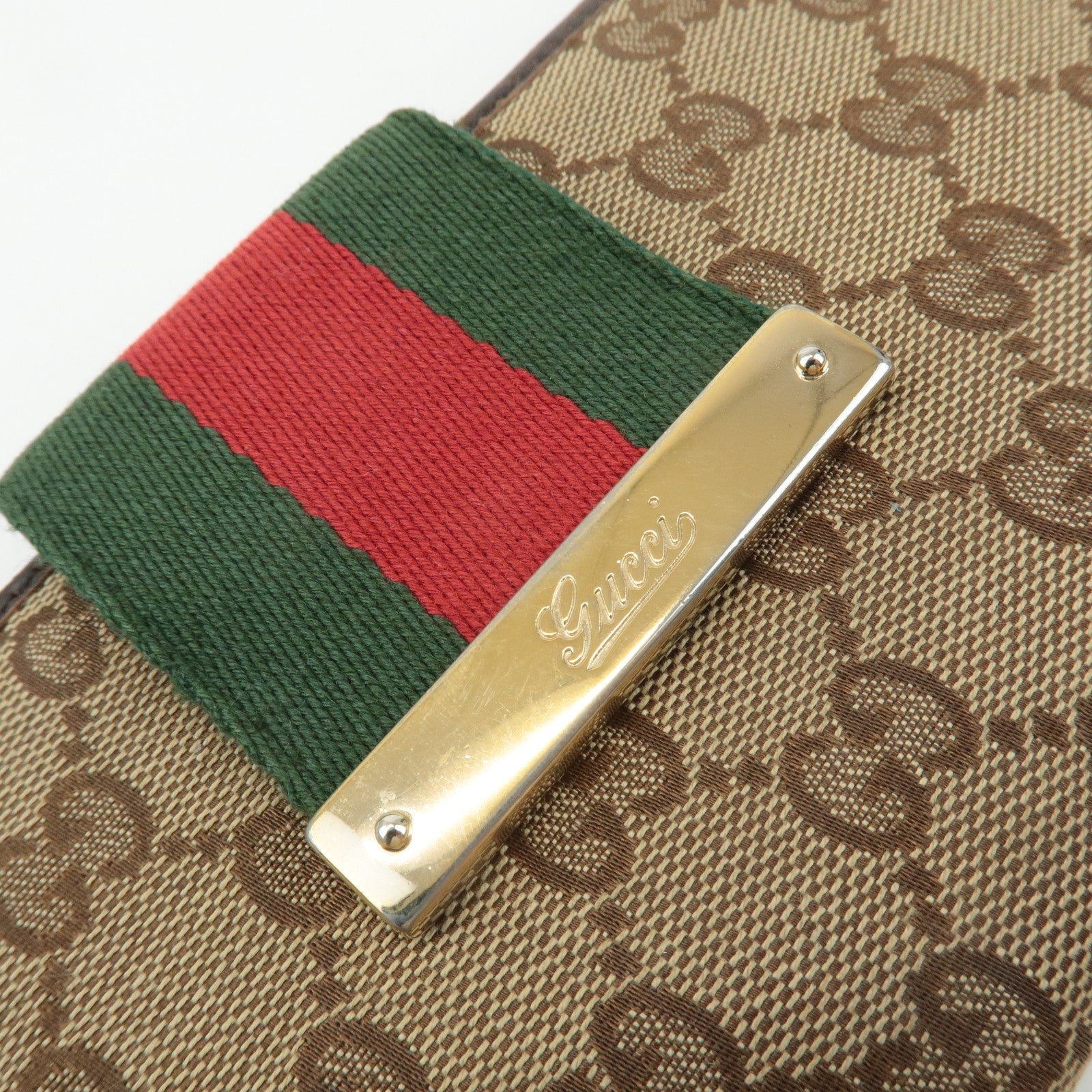 GUCCI Sherry Set of 2 GG Canvas Leather Wallet Brown Black 181672 Used