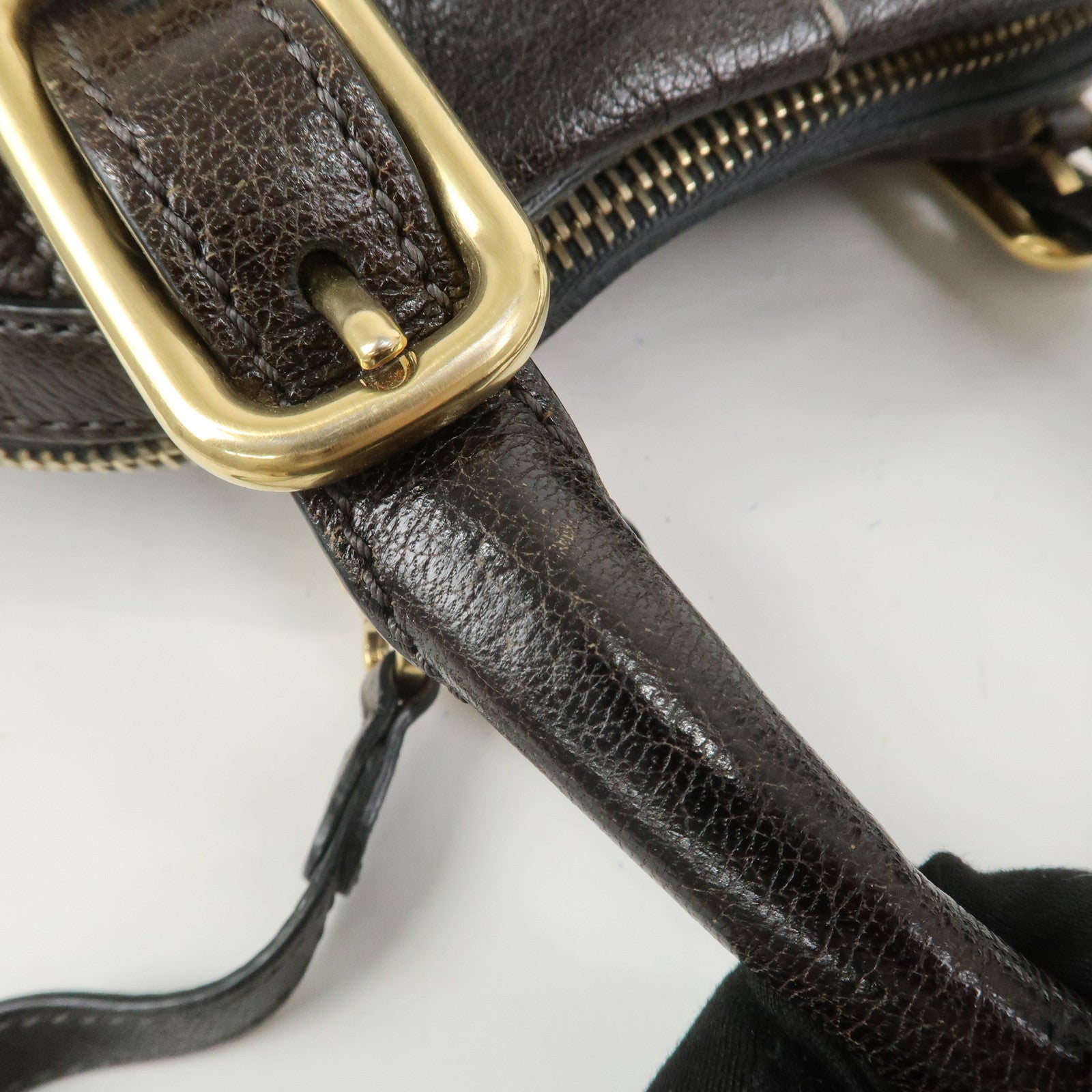 TOD'S G Line Leather 2Way Bag Hand Bag Shoulder Bag Dark Brown