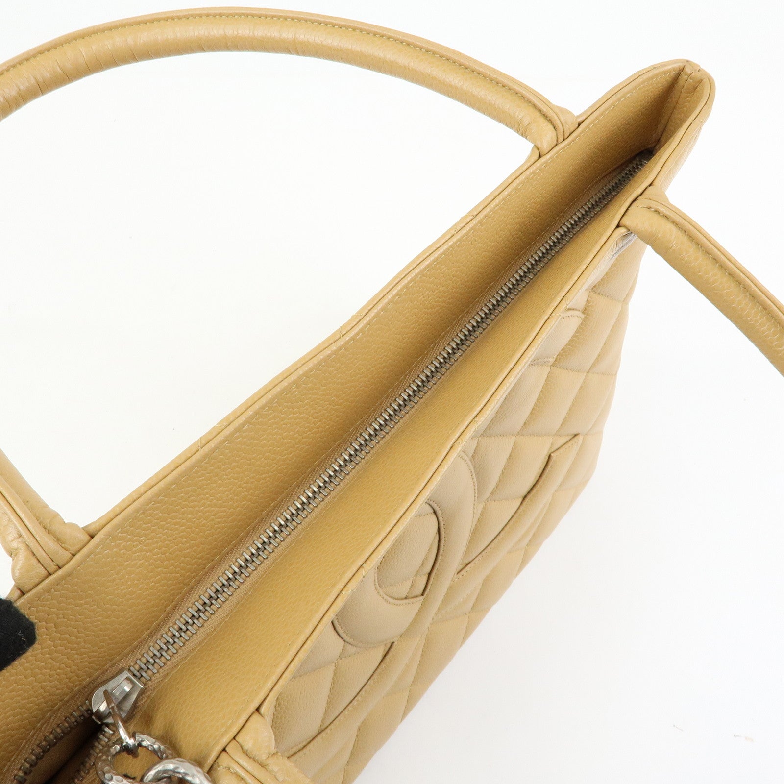 CHANEL Matelasse COCO Mark Medallion Tote Bag Hand Bag Beige A01804