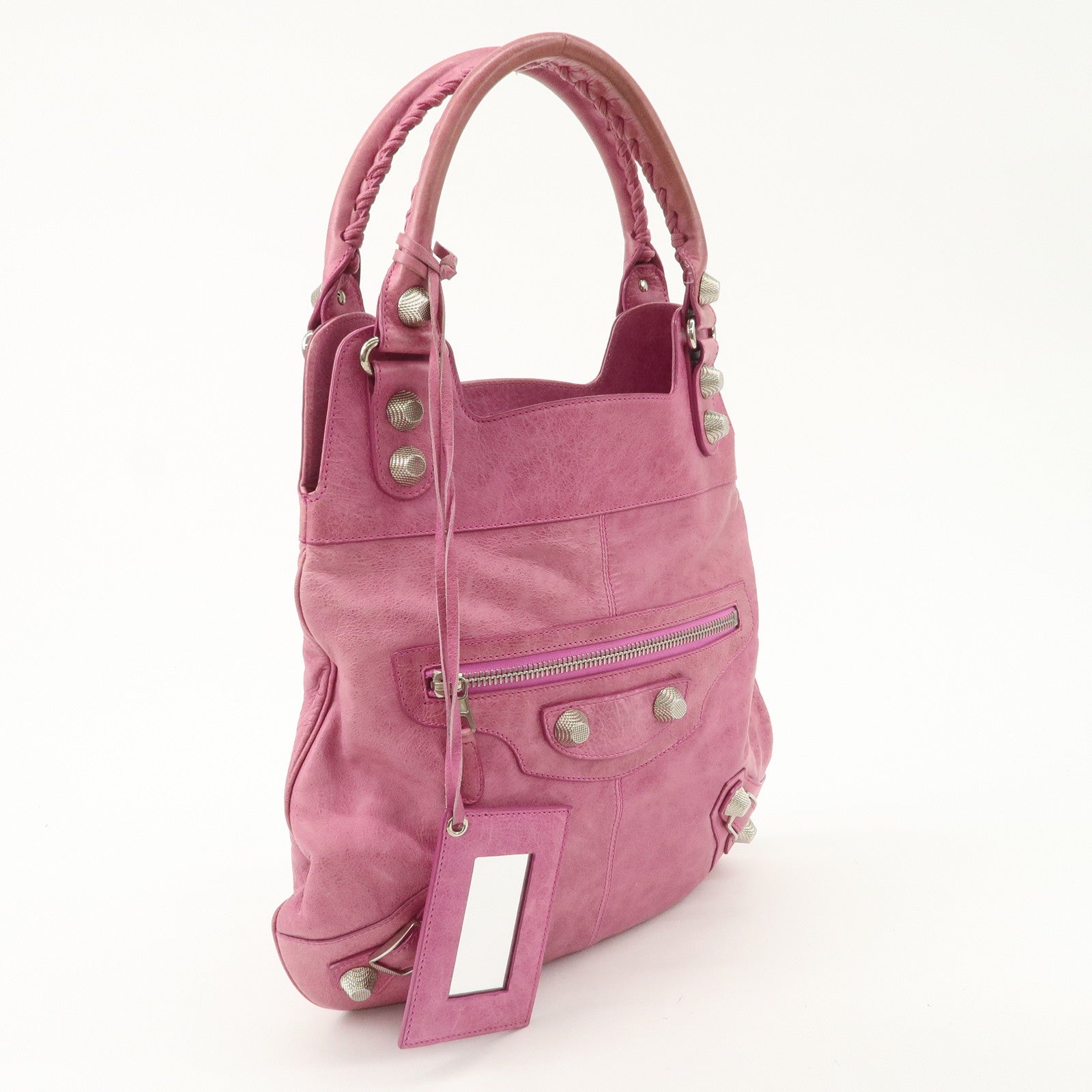 BALENCIAGA The Giant Slim Leather Shoulder Bag Hand Bag Pink 192911 Used