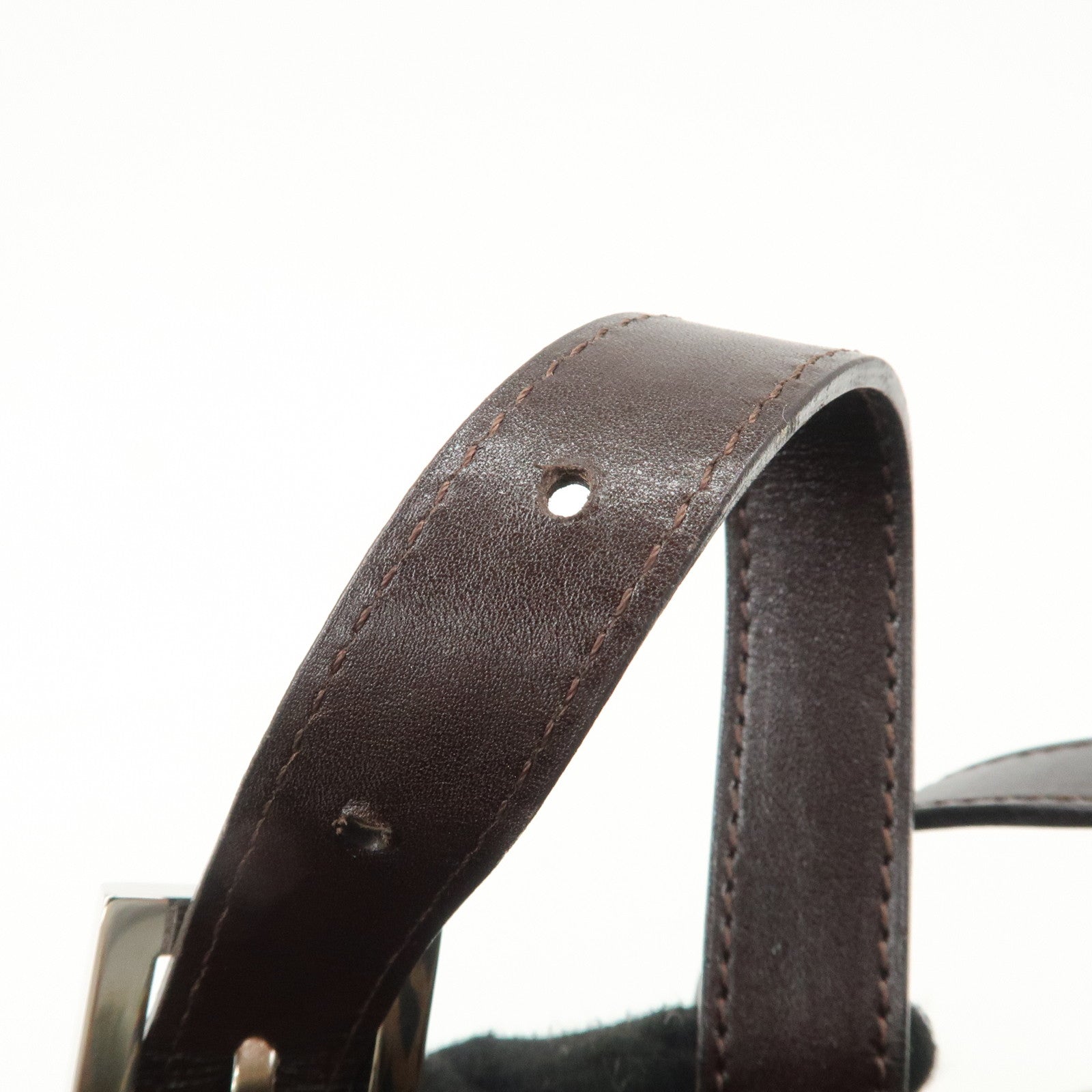 FENDI Mamma Baguette Canvas Leather Shoulder Bag Silver HDW 26325 Used