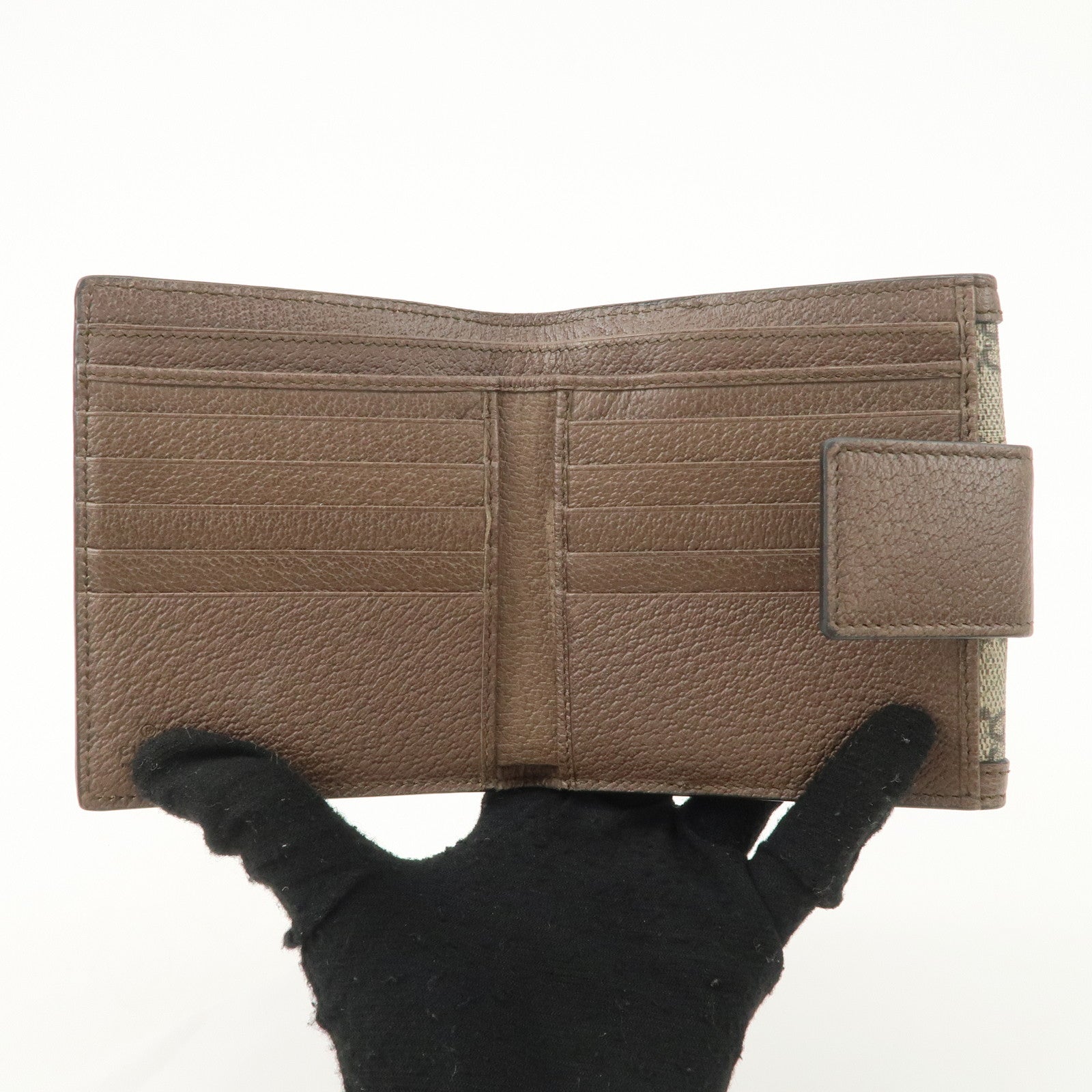 GUCCI Ophidia Sherry GG Supreme Wallet Beige Brown 523173 Used