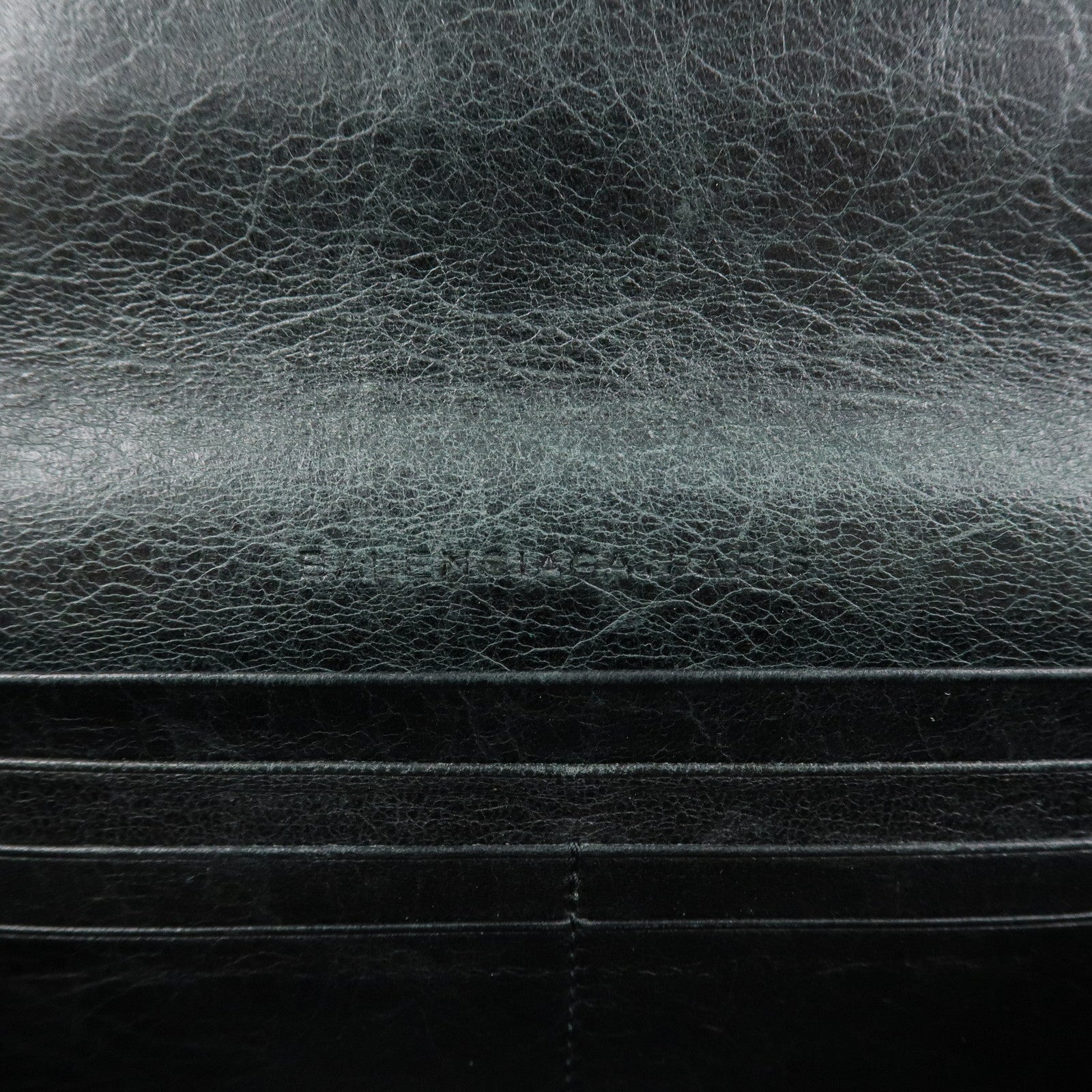 BALENCIAGA Logo Leather Bi-Fold Long Wallet Black