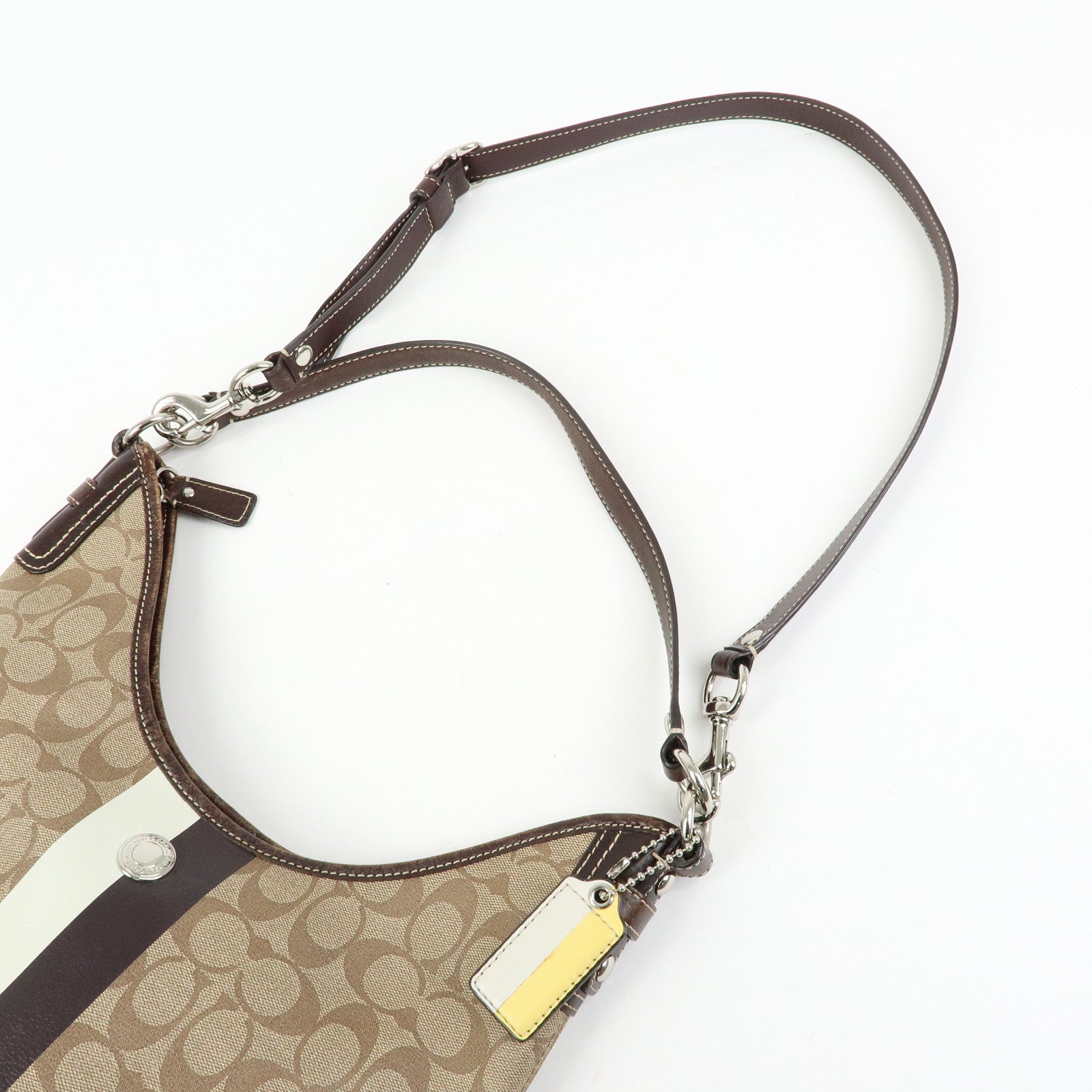 COACH Signature Set of 2 Canvas Leather Shoulder Bag Brown White