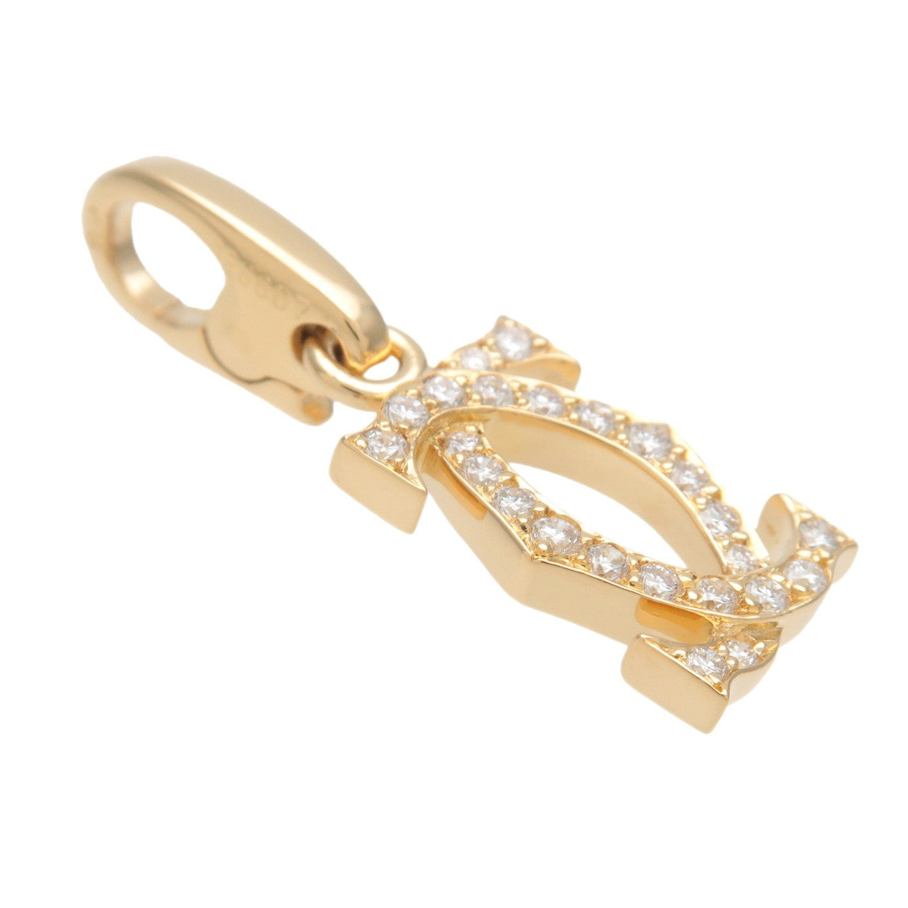 Cartier 2C Diamond Necklace Charm K18YG 750YG Yellow Gold