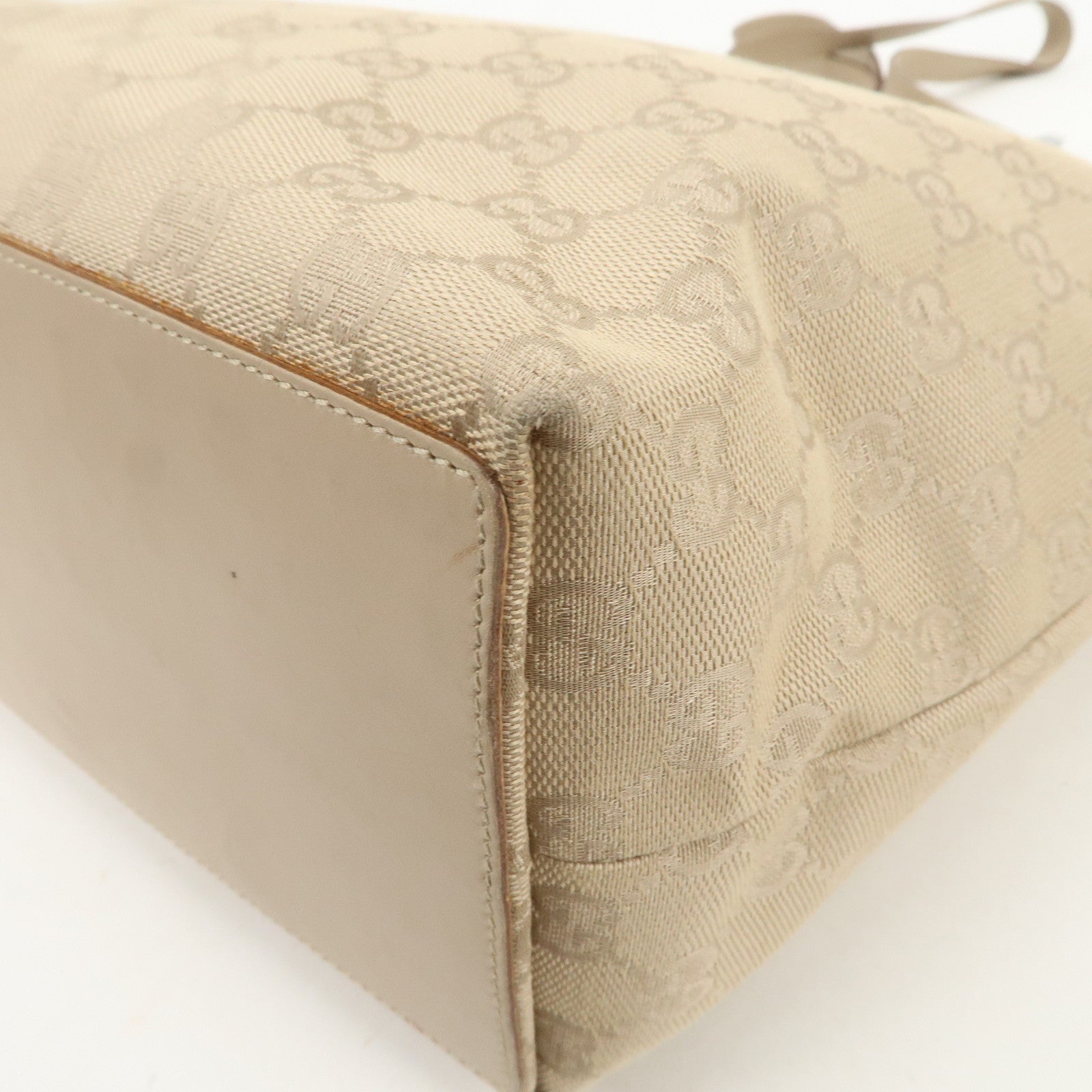 GUCCI GG Canvas Leather Tote Bag Shoulder Bag Beige 31243