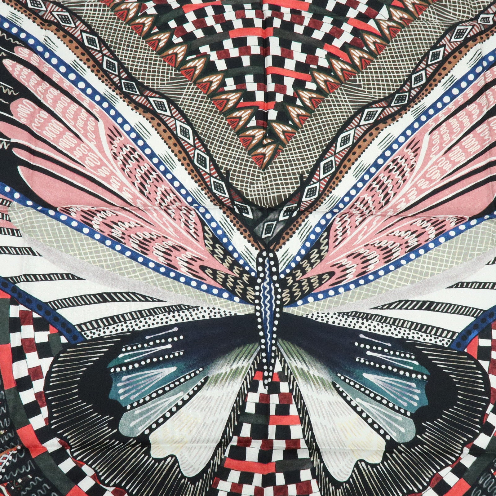 Christian Dior Silk 100% Scarf Butterfly Pattern White Black Pink
