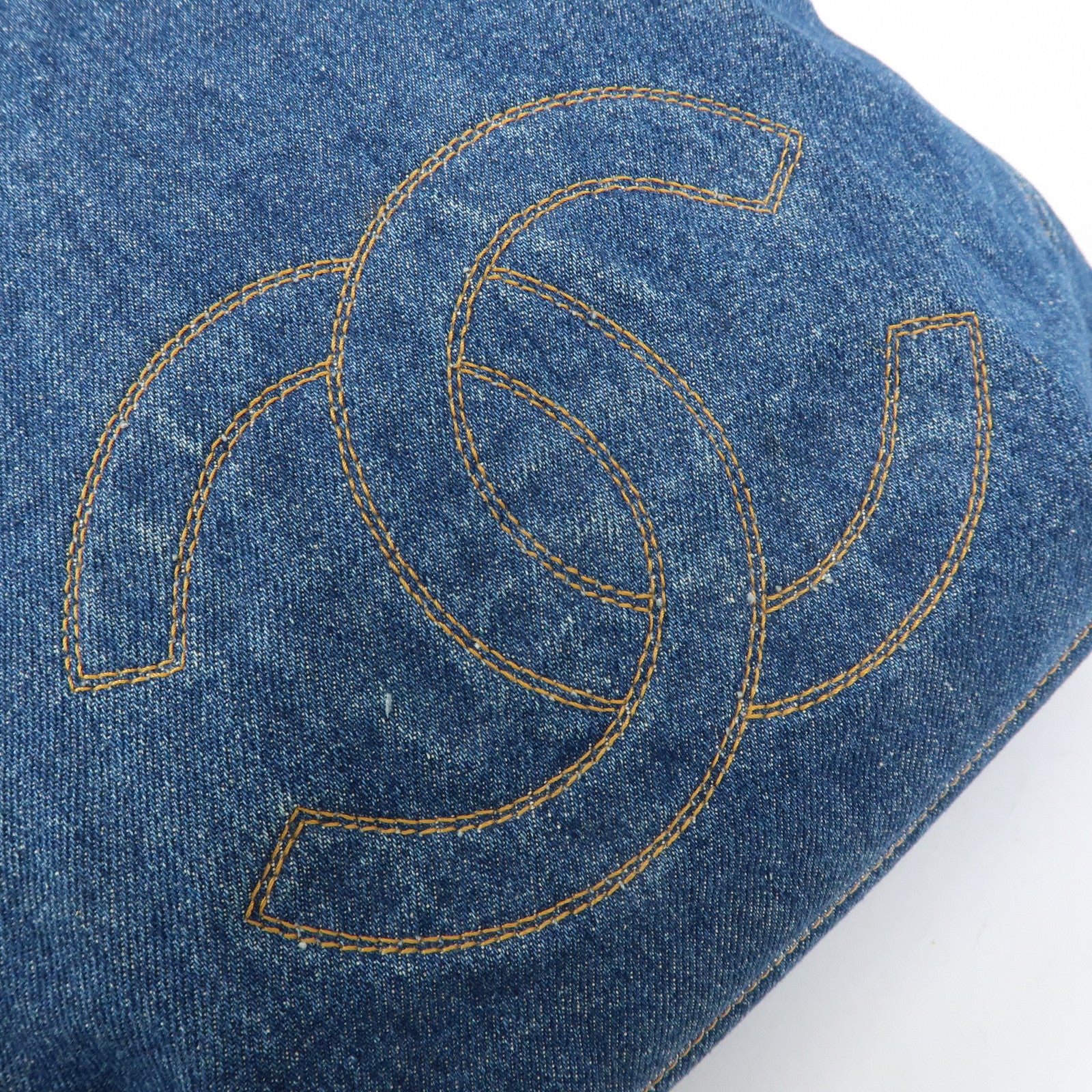 CHANEL COCO Mark Denim Tote Bag Shoulder Bag Blue