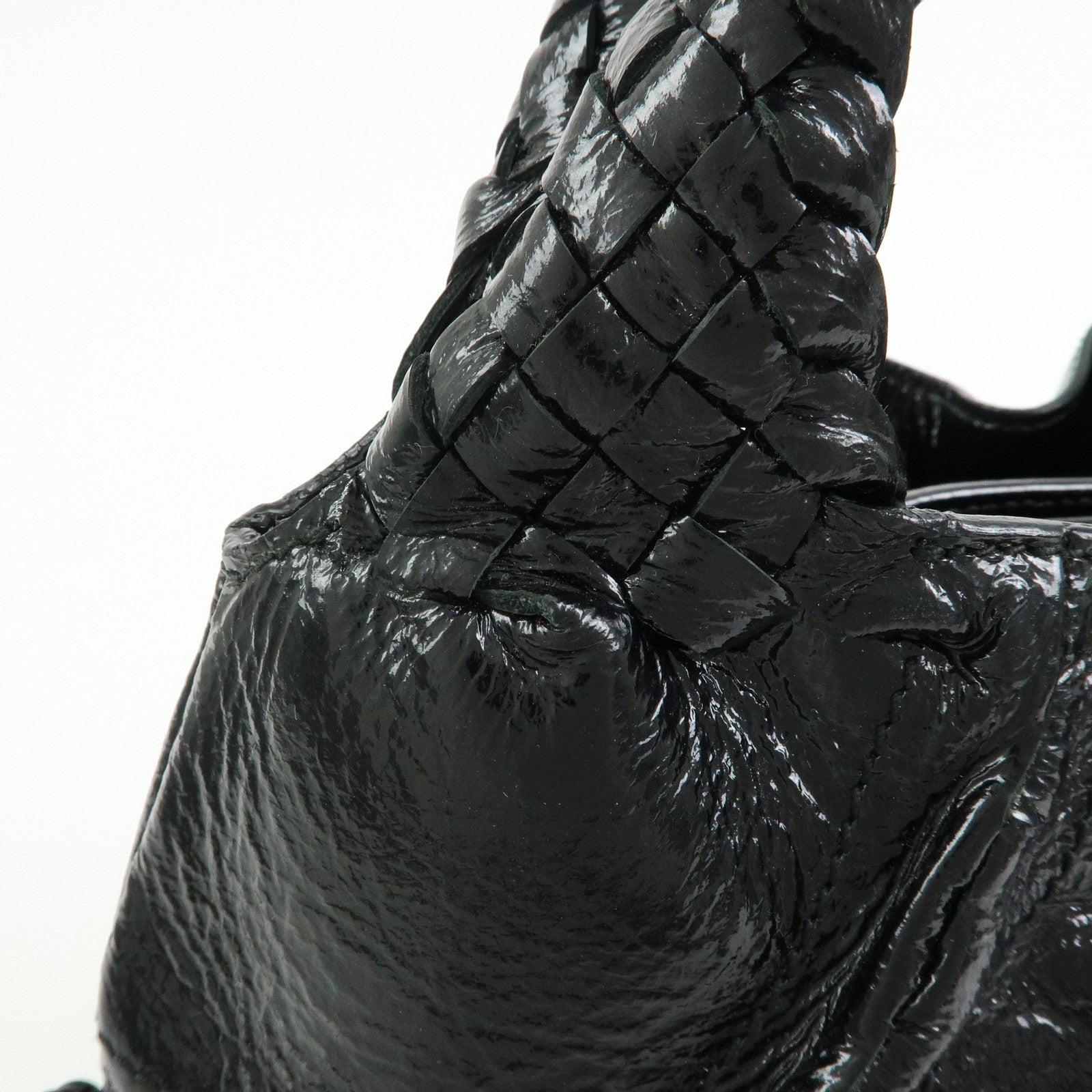 Ferragamo Gancini Patent Leather Hand Bag Shoulder Bag Black