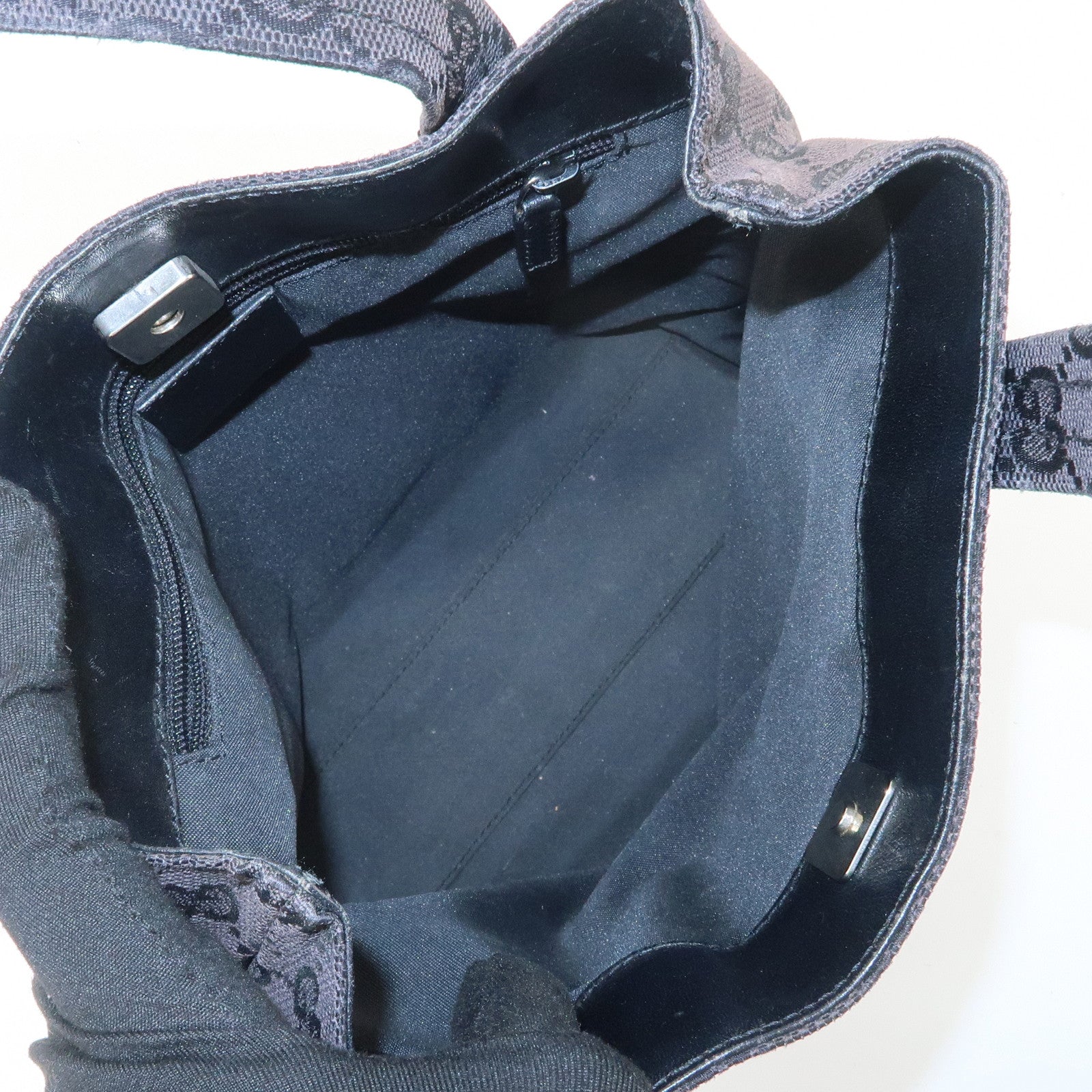 GUCCI GG Canvas Leather Hand Bag Shoulder Bag Dark Brown 002・1075