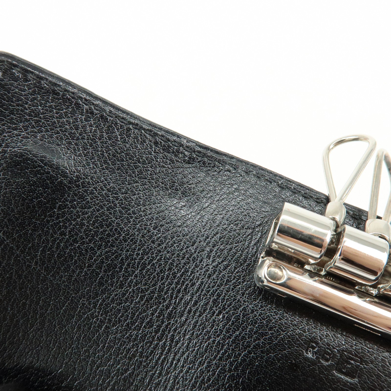 HERMES Serie Etui Cle 4 Box Calf Leather F Stamped Key Case Black