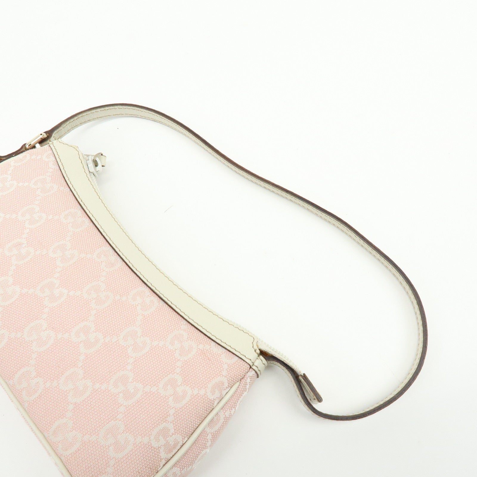 GUCCI GG Canvas Leather Hand Bag Pouch Shoulder Bag Pink 154432