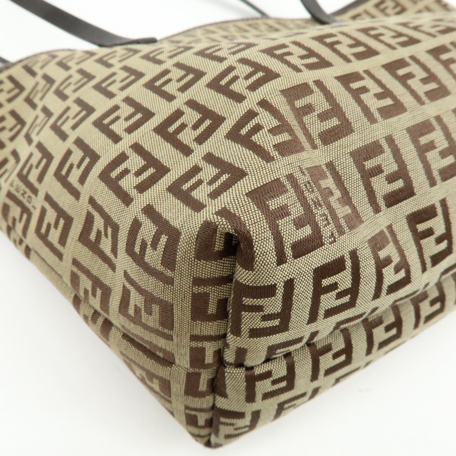FENDI Zucchino Canvas Leather Mini Tote Bag Hand Bag Brown