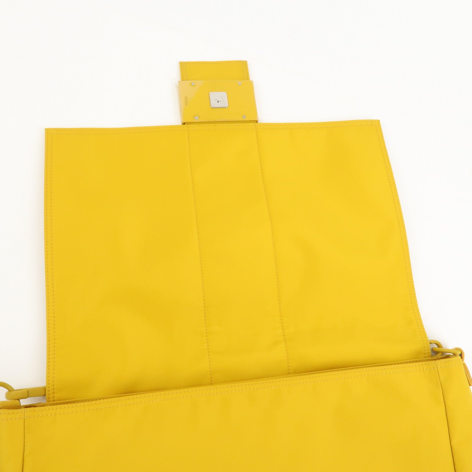 FENDI Baguette Nylon Leather 2Way Bag Hand Bag Shoulder Bag Yellow 7VA536