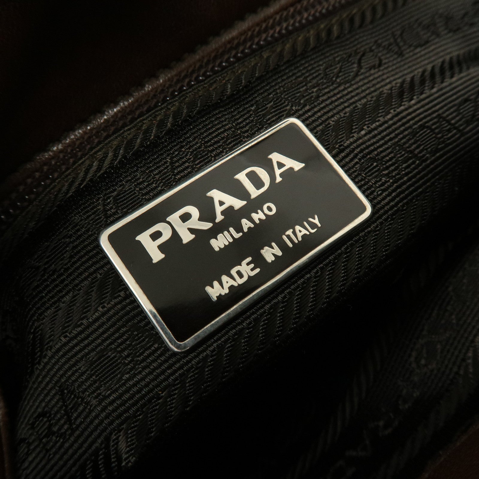 PRADA Triangle Logo Leather Shoulder Bag Crossbody Bag Brown