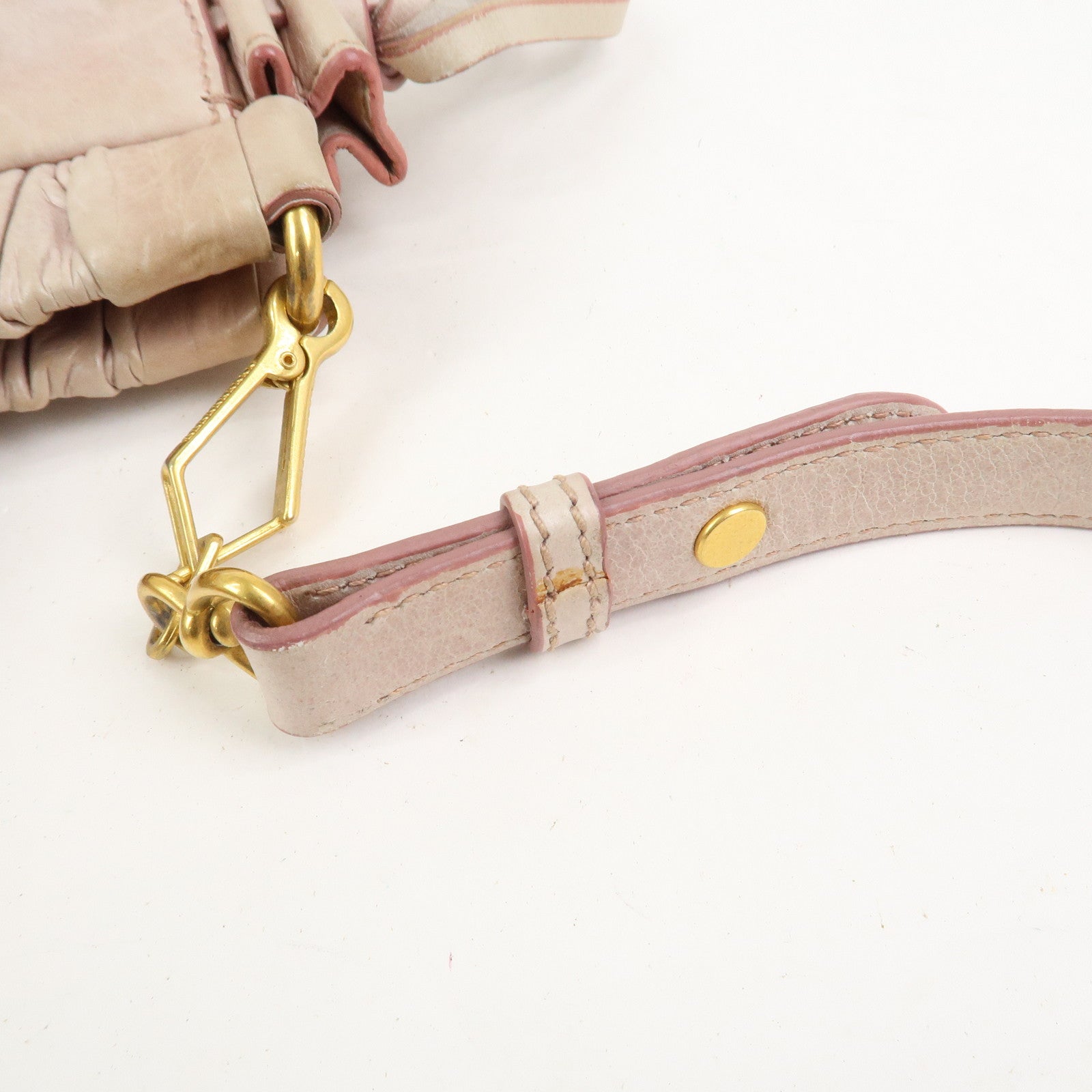 MIU MIU Logo Leather 2Way Bag Shoulder Bag Hand Bag Pink RT0383