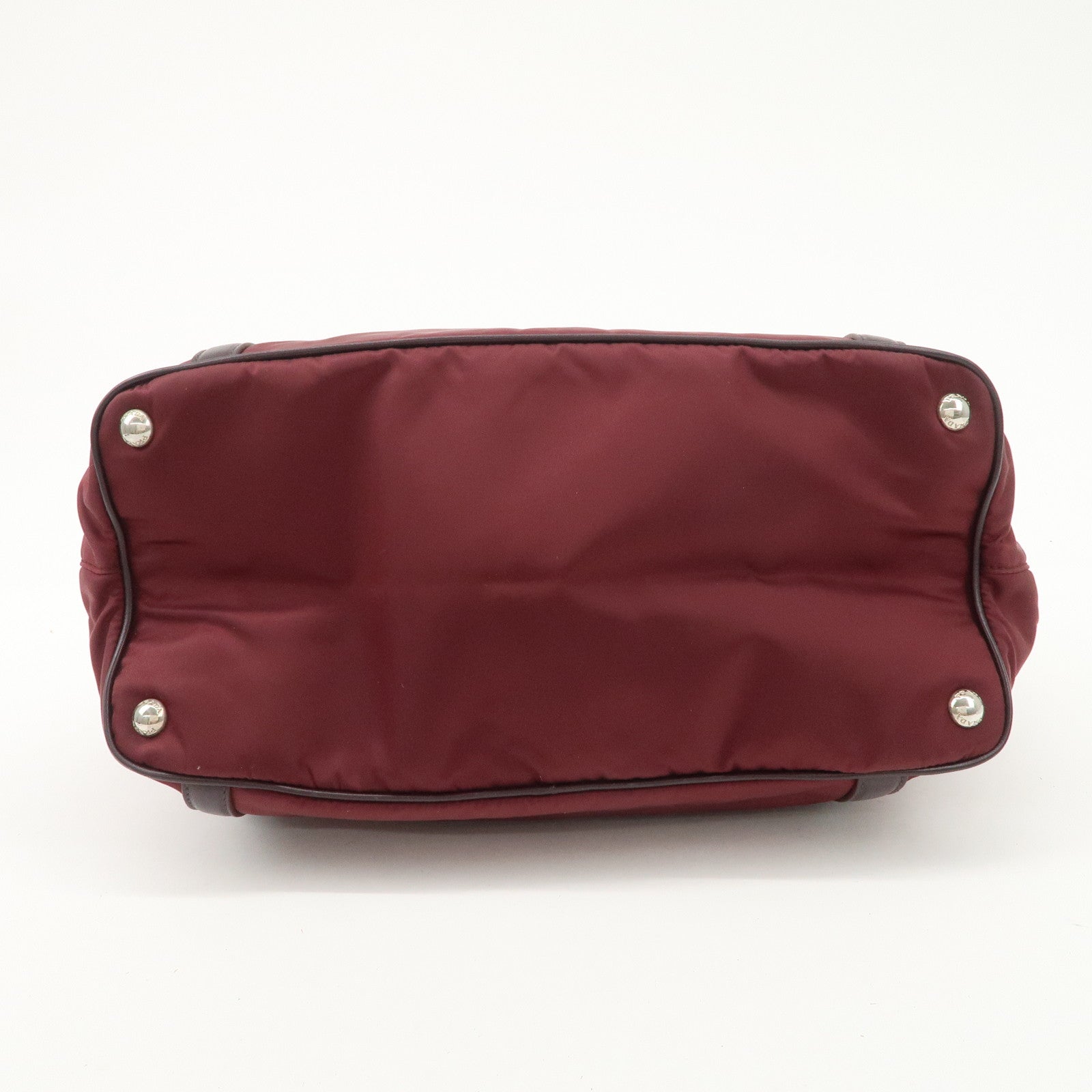 Prada Logo Tessuto Nylon Hand Bag Shoulder Bag Burgundy Red BR5116 Used