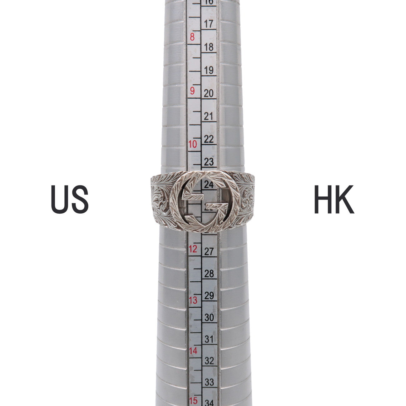 GUCCI Interlocking G Arabesque Ring SV925 Silver #25 US11 EU65 HK25