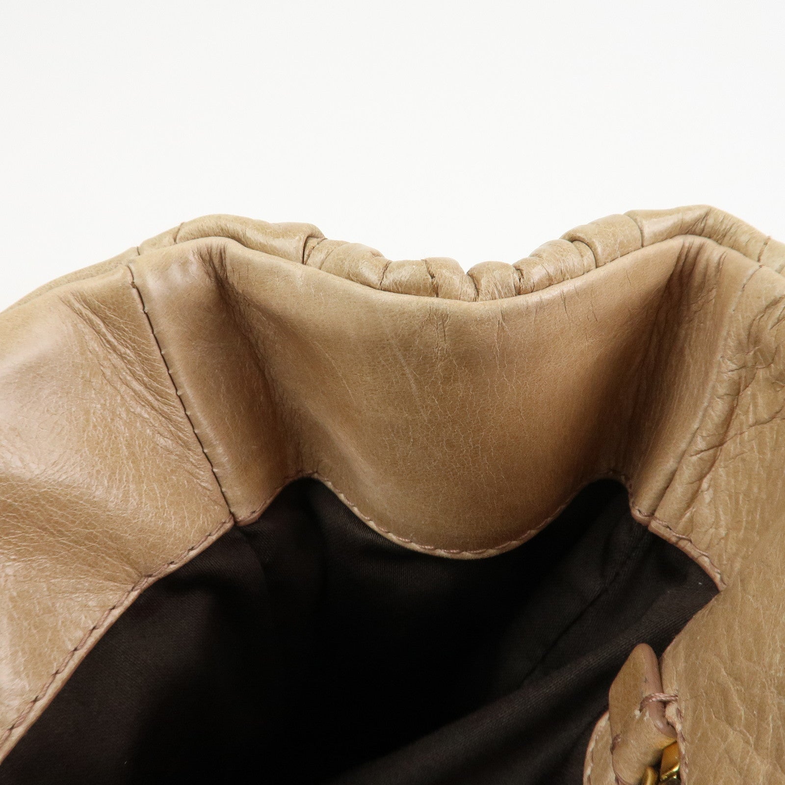 MIU MIU Matelasse Leather 2Way Bag Hand Bag Shoulder Bag Beige