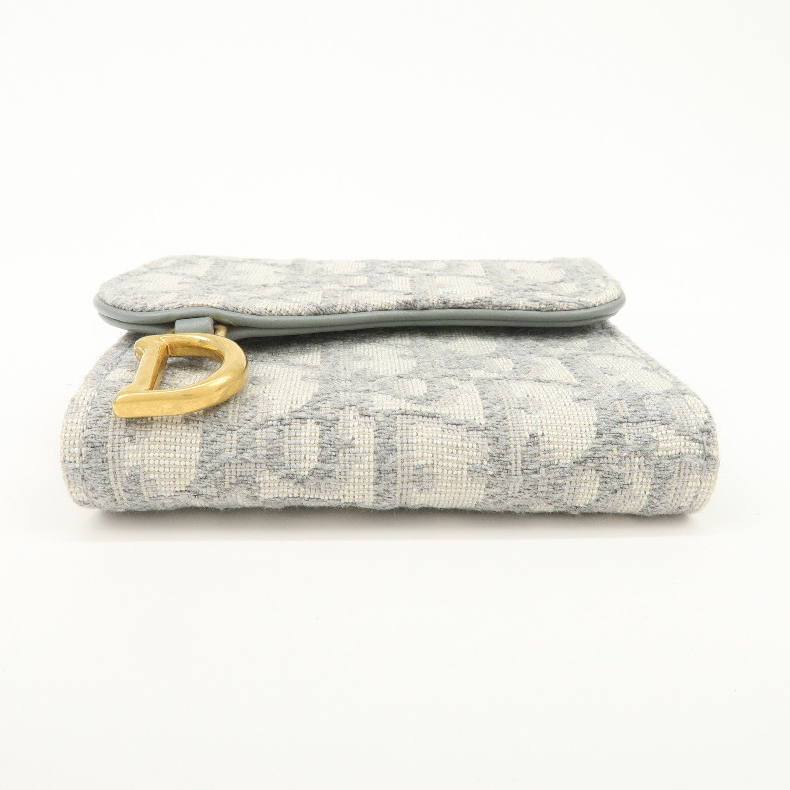 Christian Dior Oblique Jacquard Saddle Lotus Wallet Gray