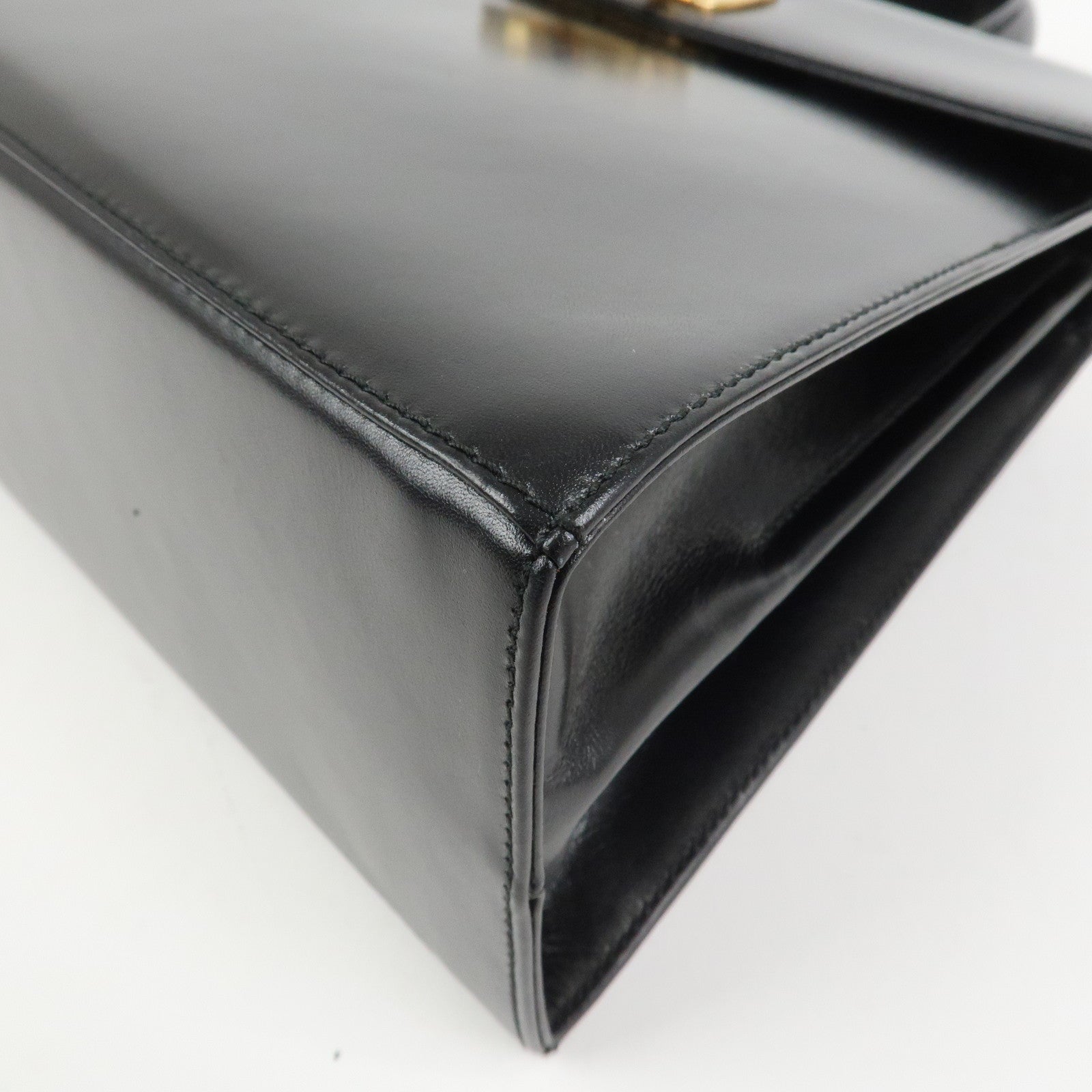 Ferragamo Gancini Logo Leather 2Way Bag Hand Bag Shoulder Bag Black