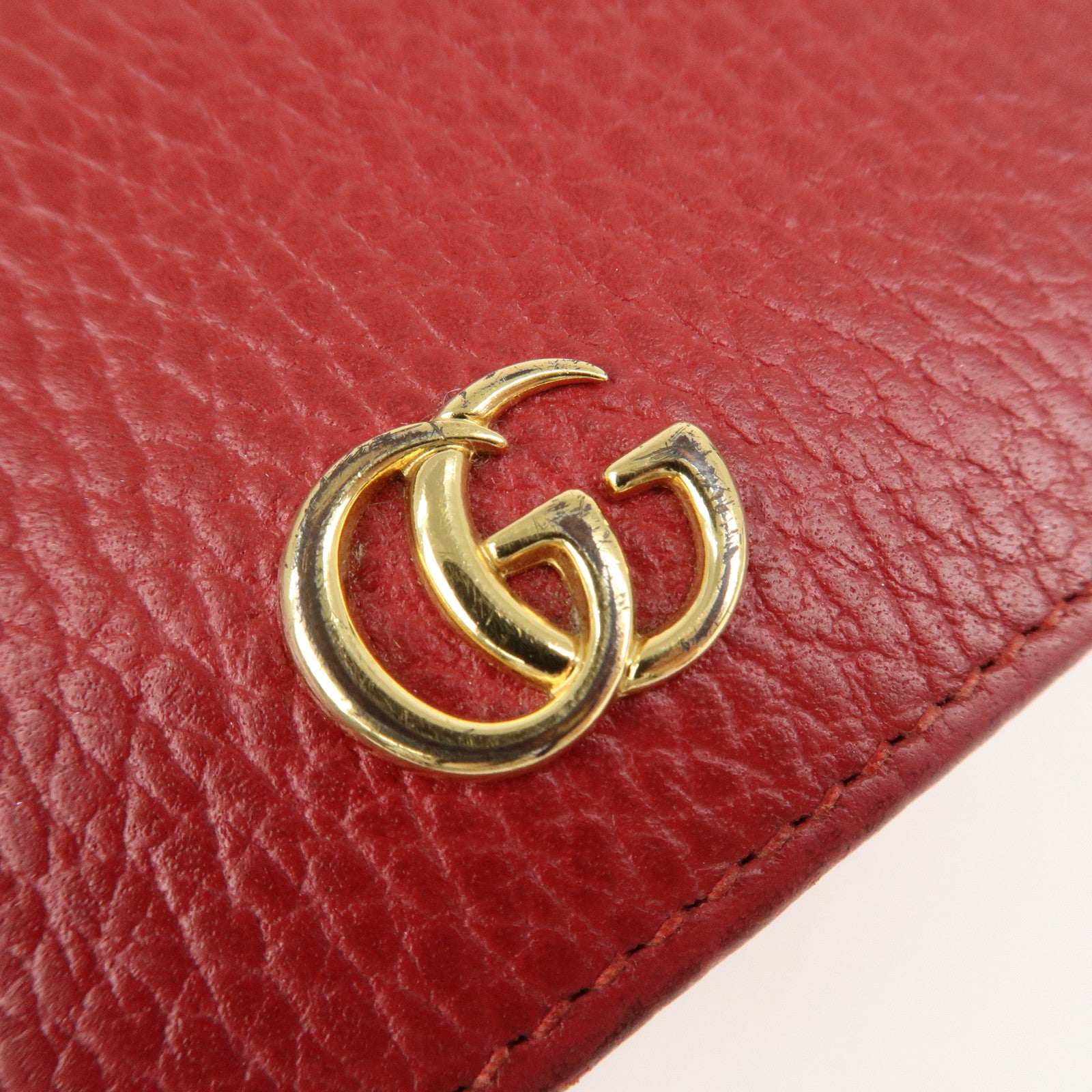 GUCCI GG Marmont Leather Mudium Compact Wallet Red 598587