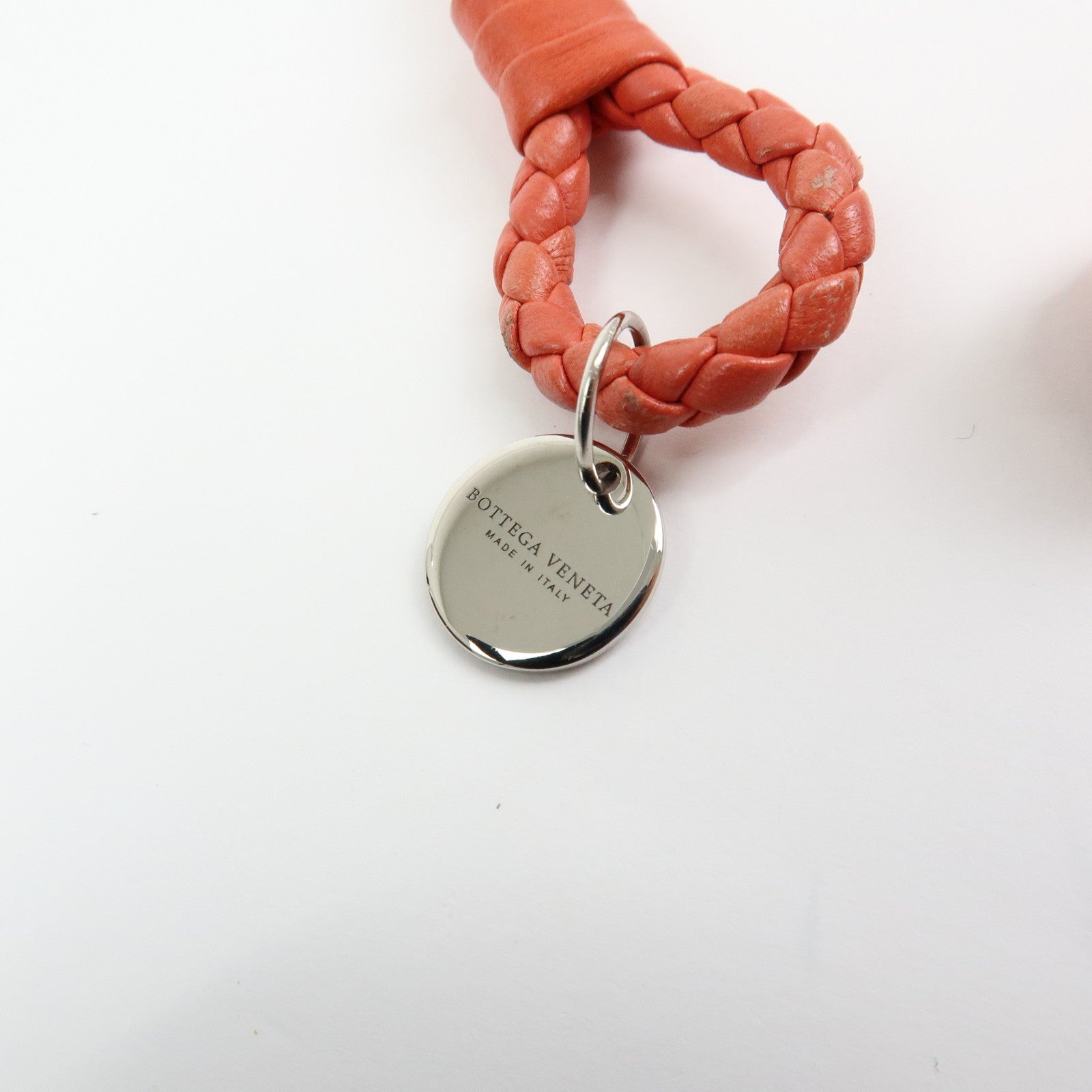 BOTTEGA VENETA Intrecciato Leather Bracelet Orange Silver 113546