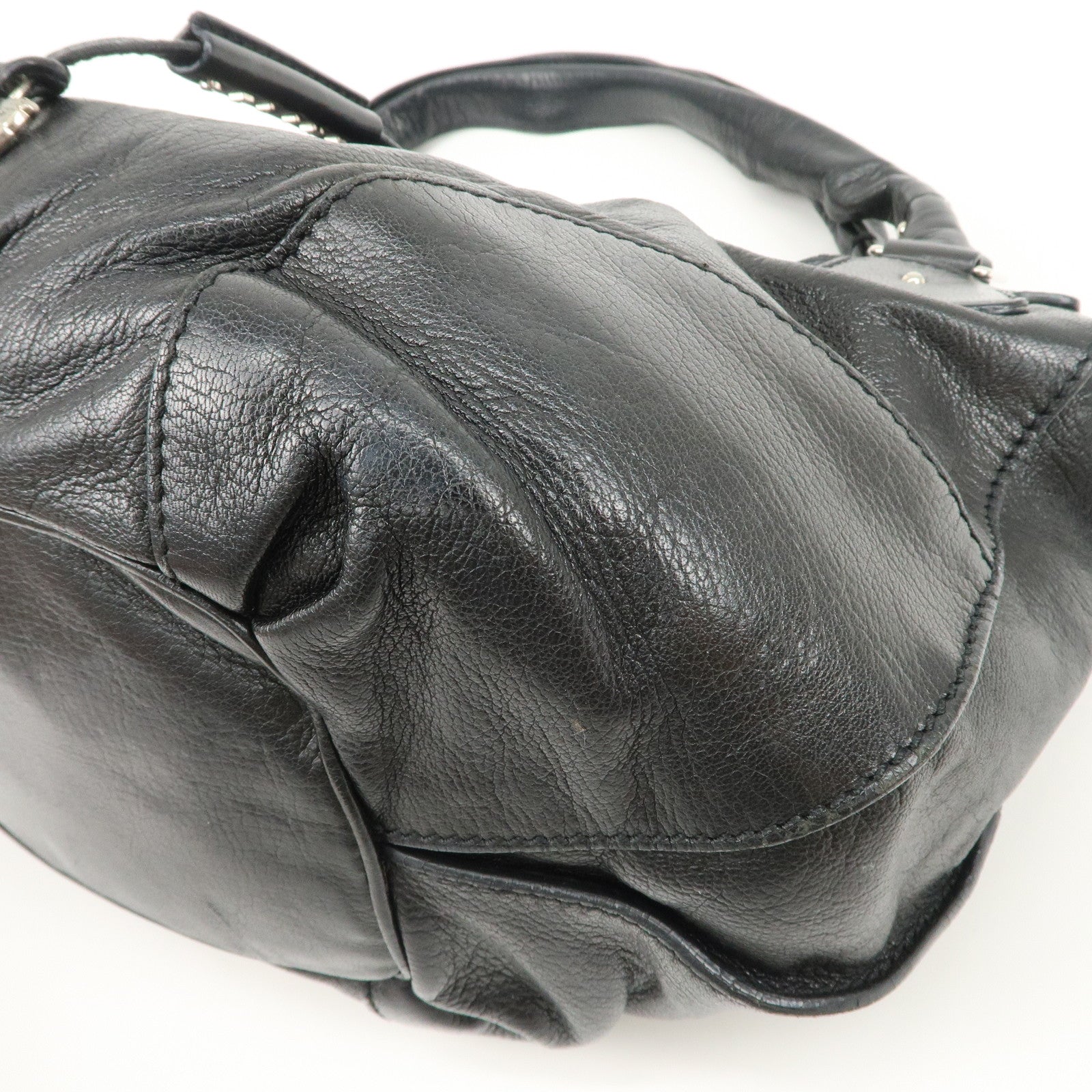 CELINE Bitter Sweet Leather Shoulder Bag Hand Bag Black Used