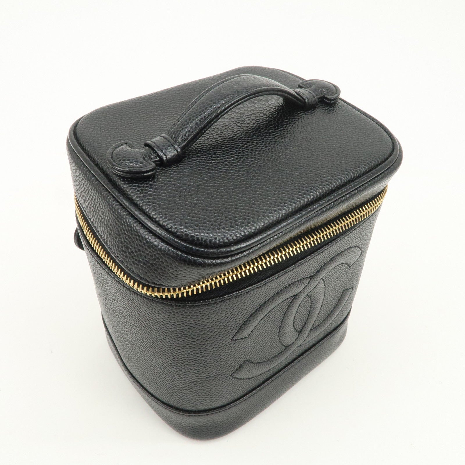 CHANEL COCO Mark Caviarskin Vanity Bag Hand Bag Black A01998