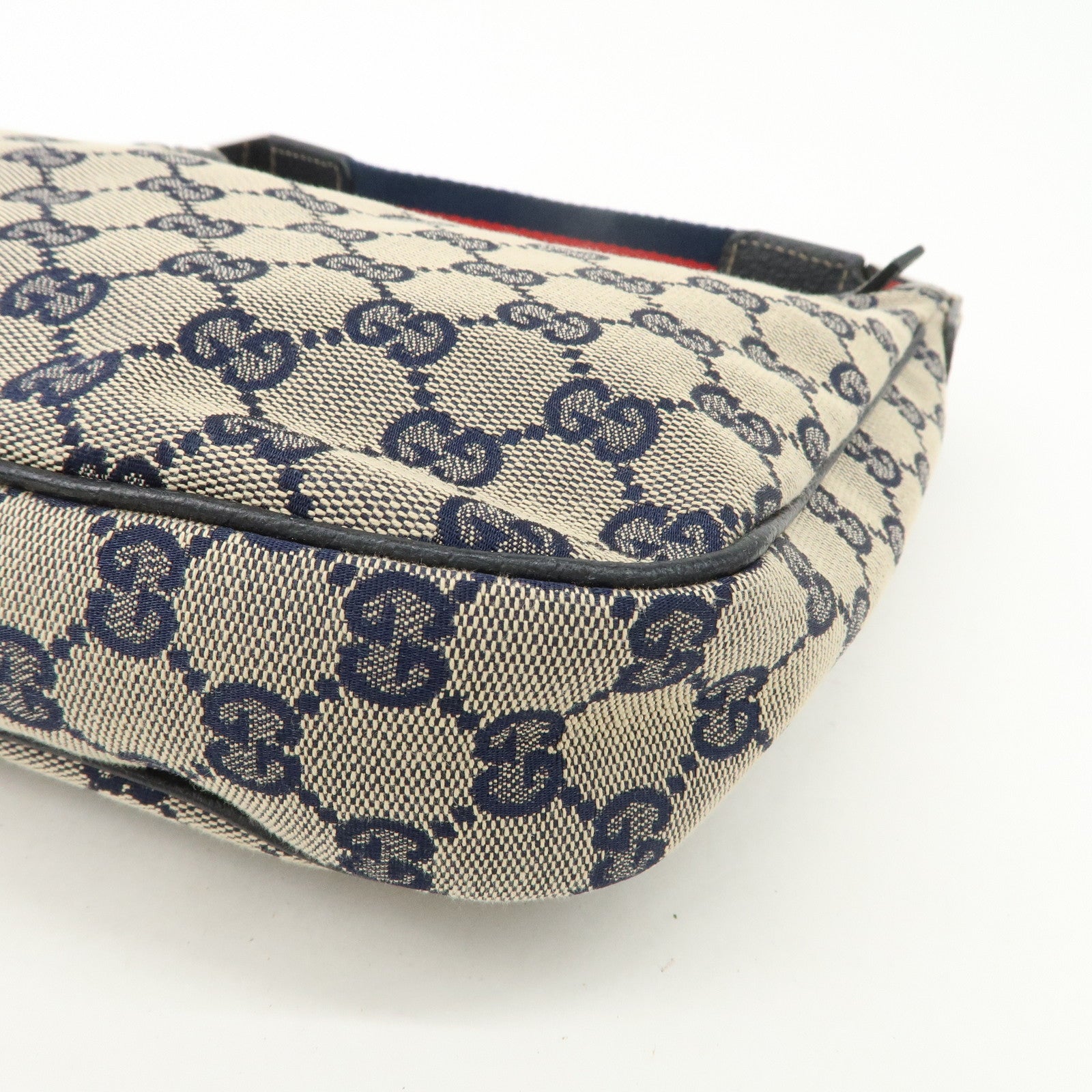 GUCCI Sherry GG Canvas Shoulder Bag Beige Navy 145811