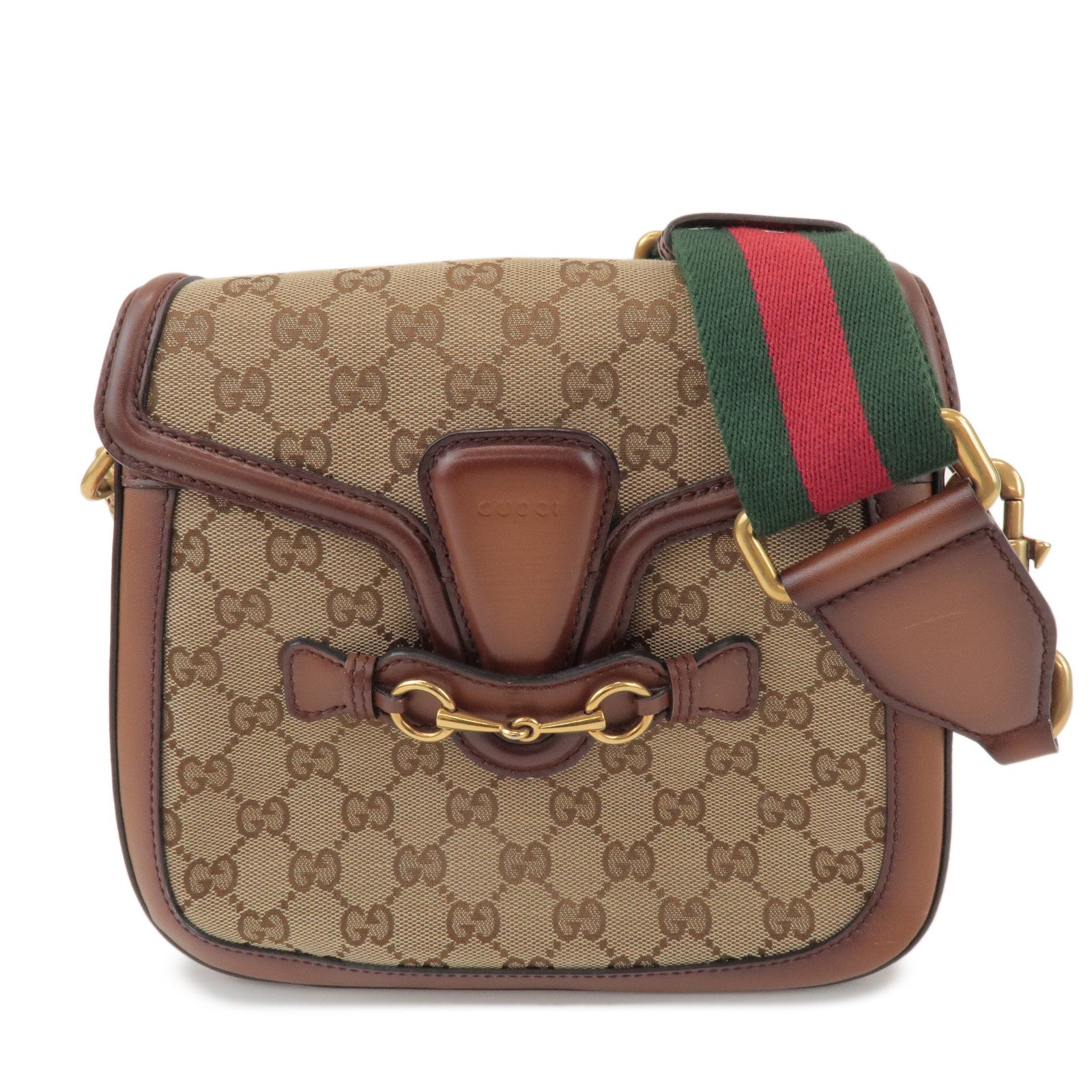 GUCCI Sherry GG Canvas Leather Lady Web Shoulder Bag 383848