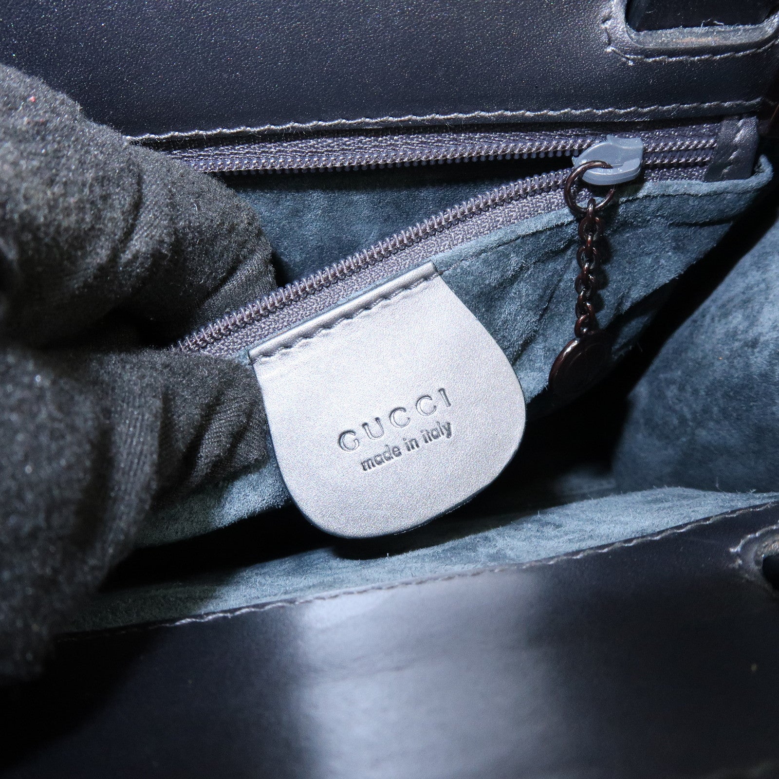 GUCCI Leather 2Way Bag Hand Shoulder Bag Silver Gray 001・1434・1855