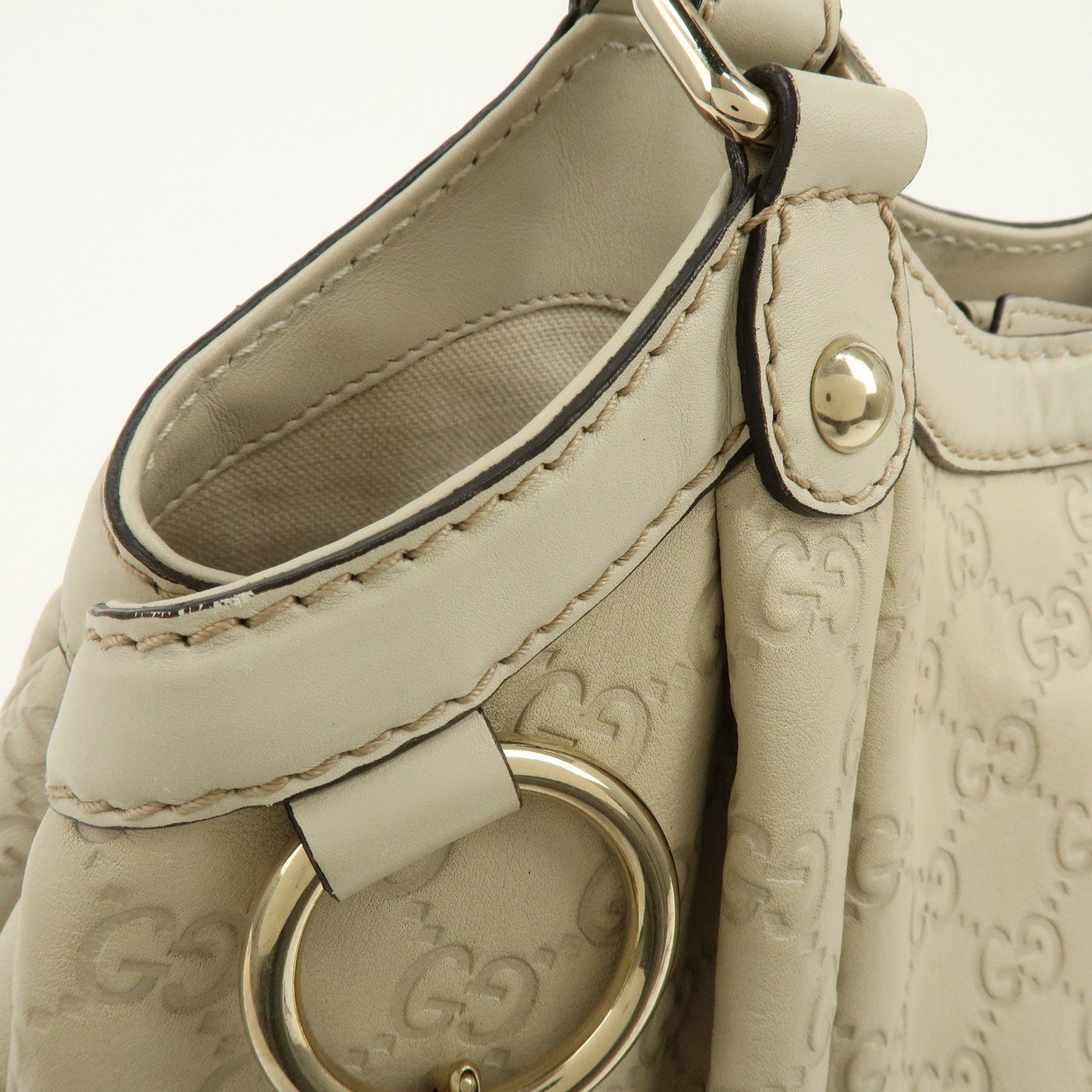 GUCCI Sukey Guccissima Leather Tote Bag Hand Bag White 211944