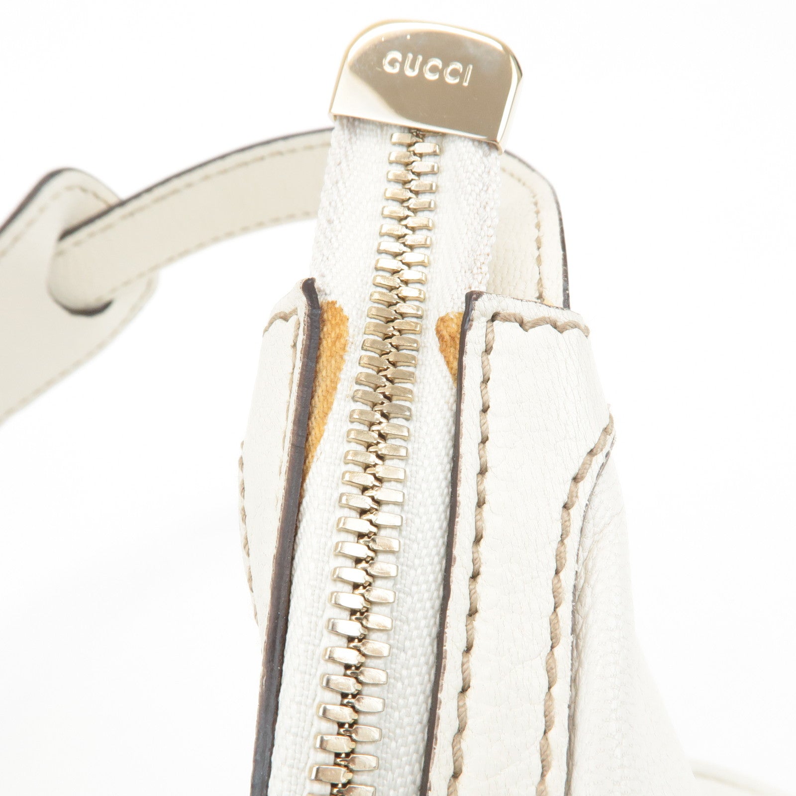 GUCCI Sherry Princy Leather Shoulder Bag White 162882 Used