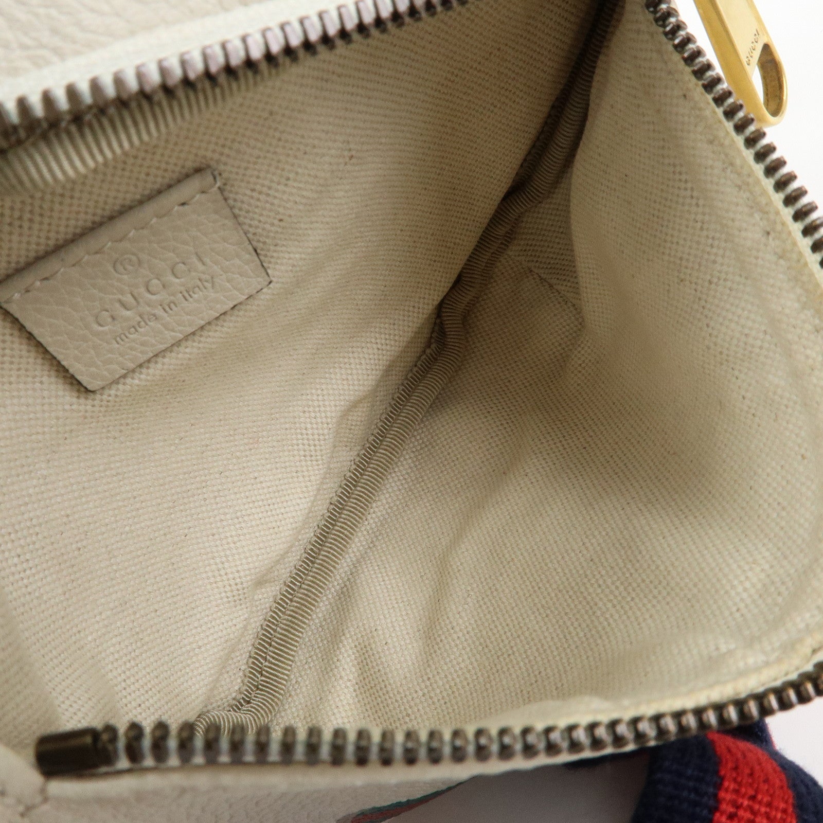 GUCCI Sherry Leather Waist Pouch Body Bag White 527792