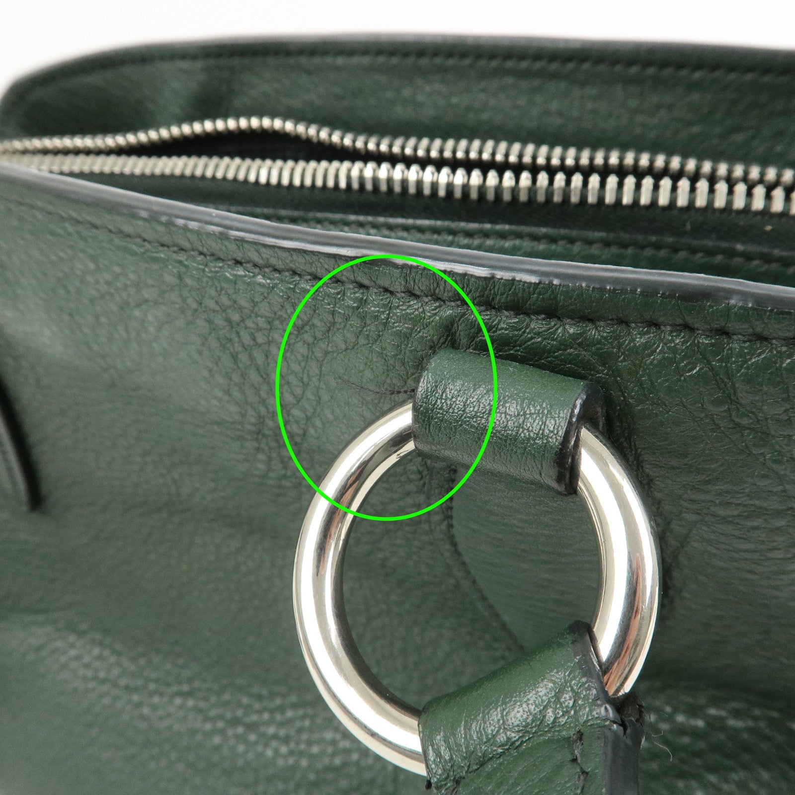 MIU MIU Logo Leather 2Way Bag Hand Bag Shoulder Bag Moss Green