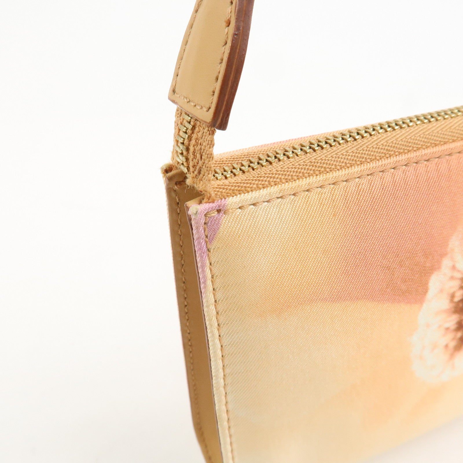 Ferragamo Gancini Nylon Leather Shoulder Bag Hand Bag Flower Pink