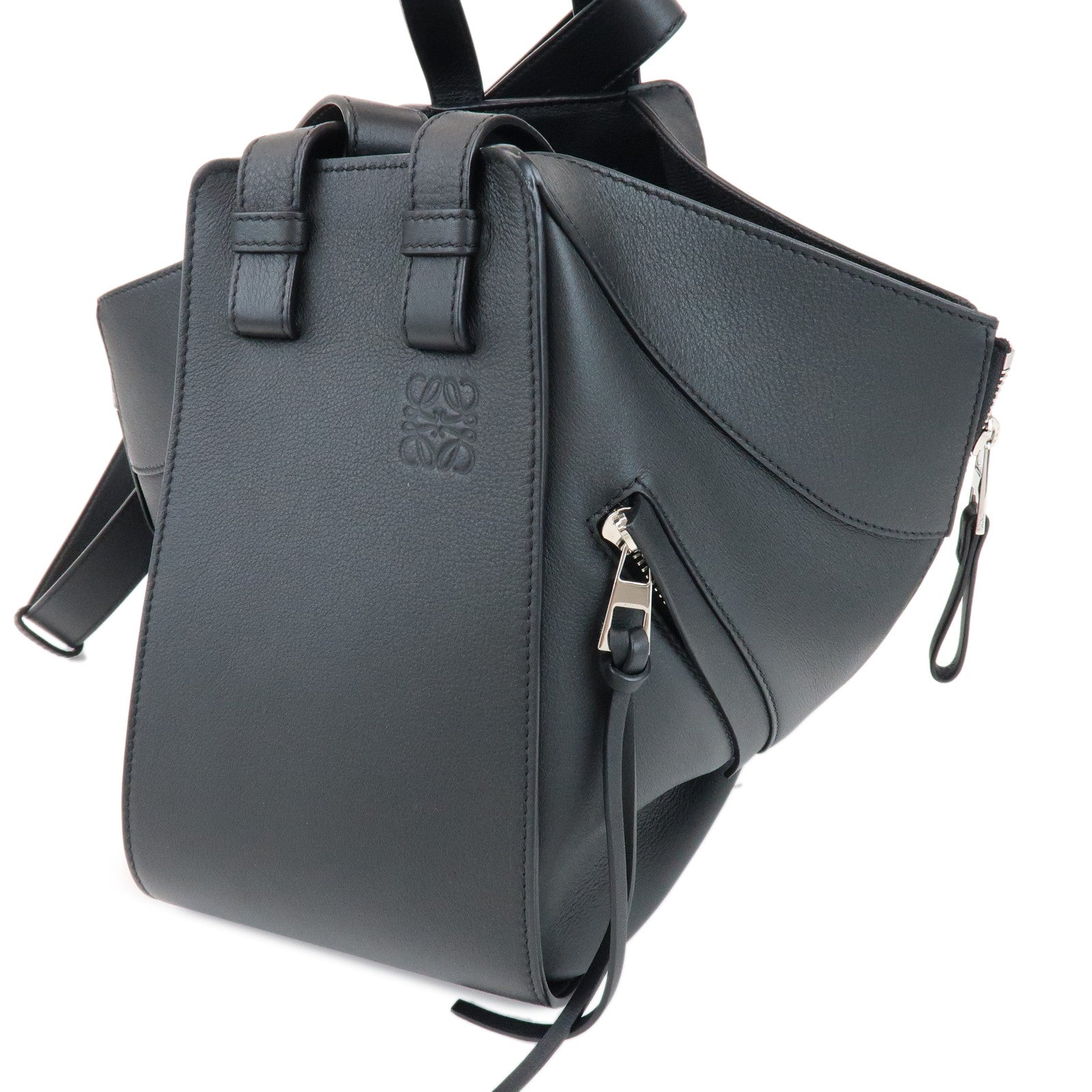 LOEWE Anagram Leather Hammock Small 2Way Shoulder Bag Black