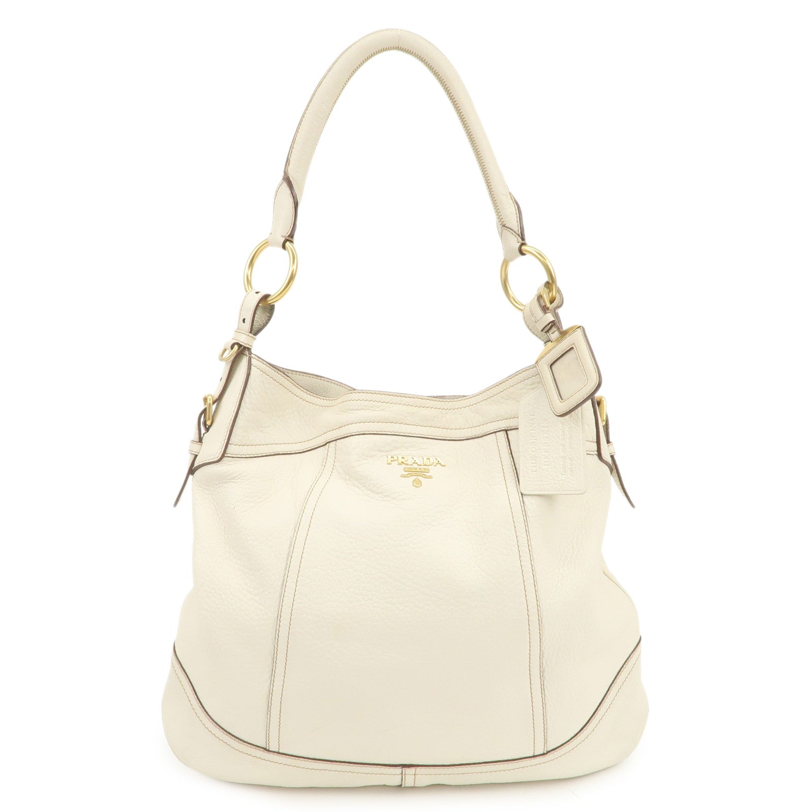 PRADA Logo Shoulder Bag Hand Bag Ivory