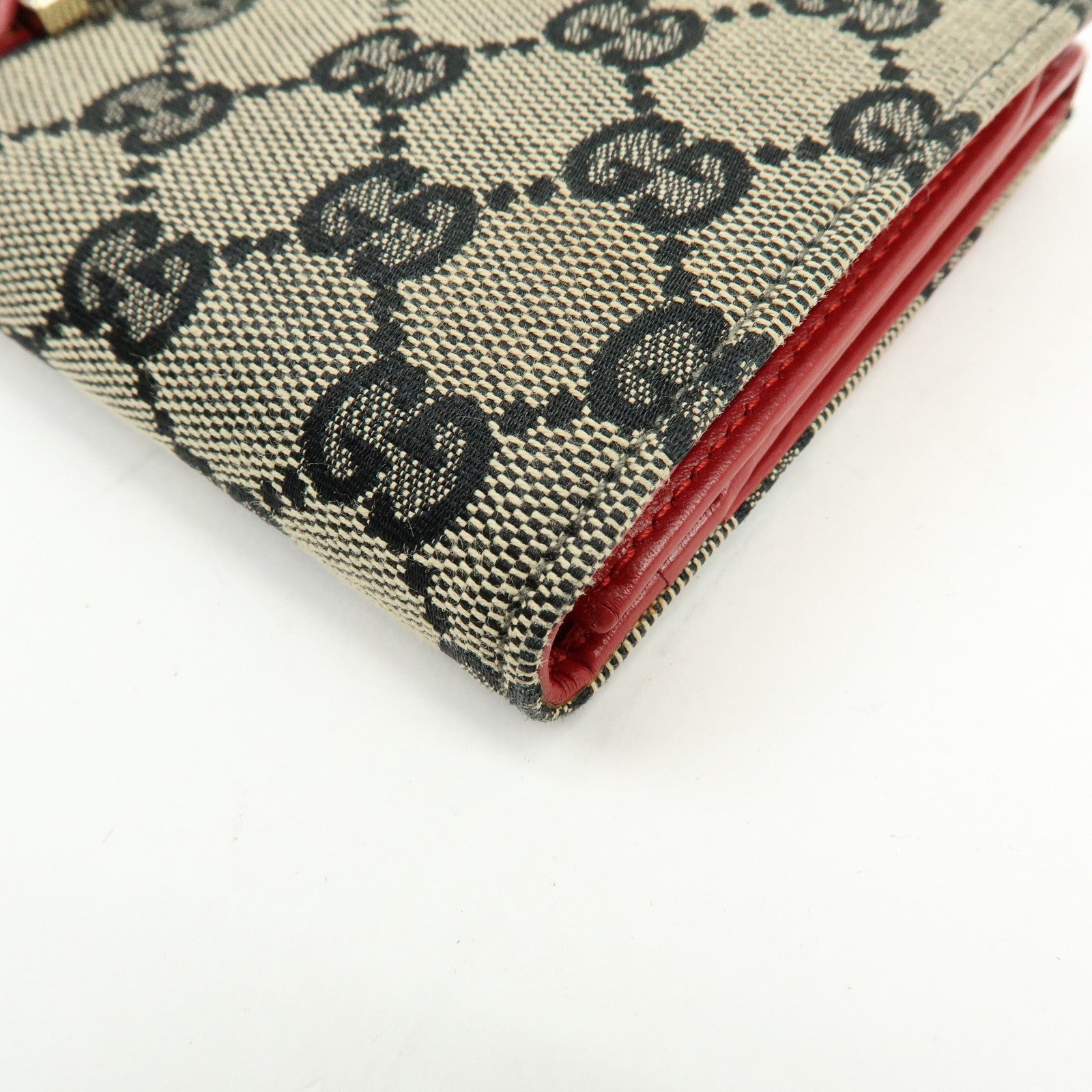GUCCI Jackie GG Canvas Leather Long Wallet Beige Red 035.0416.2134
