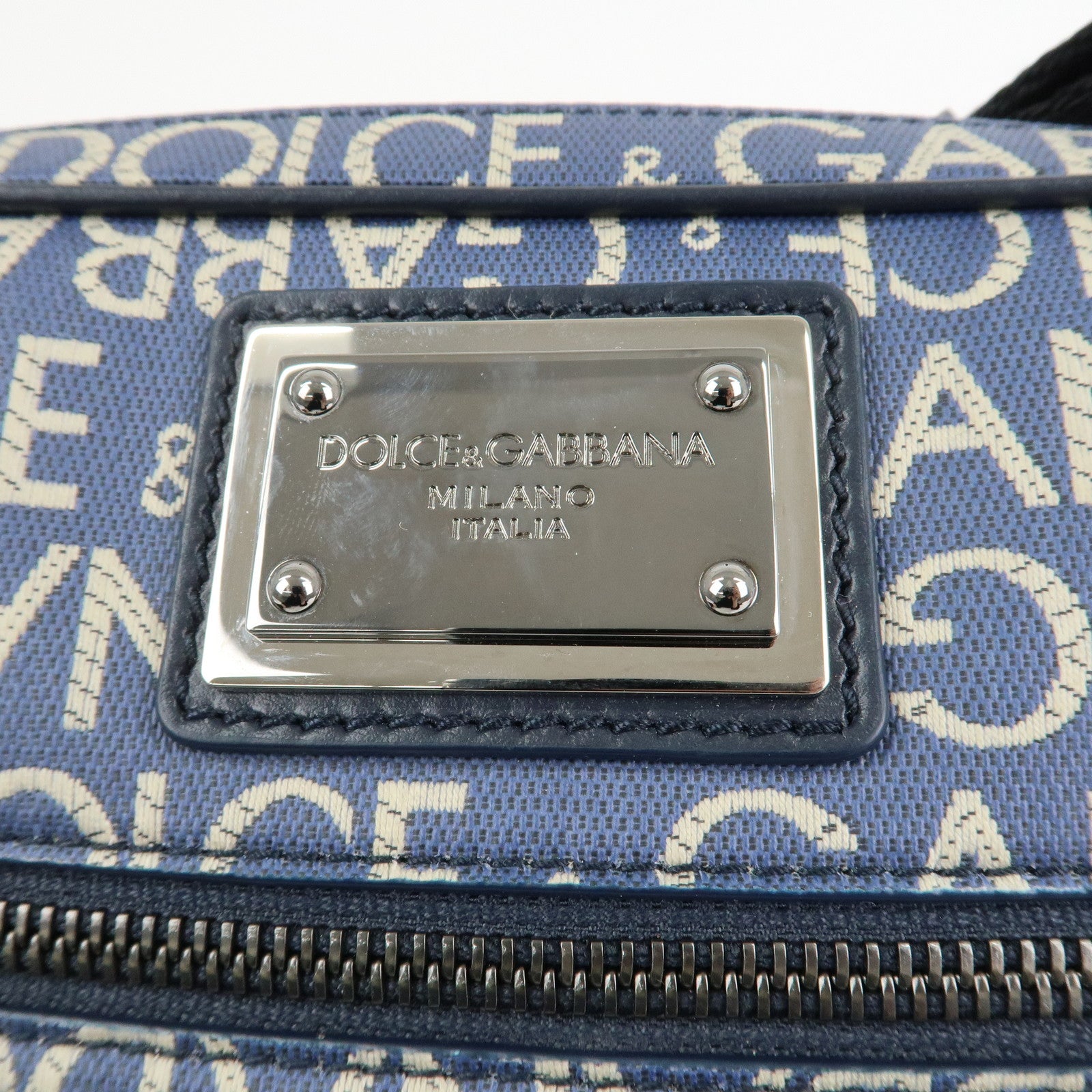 Dolce&Gabbana Canvas PVC Leather Shoulder Bag Navy