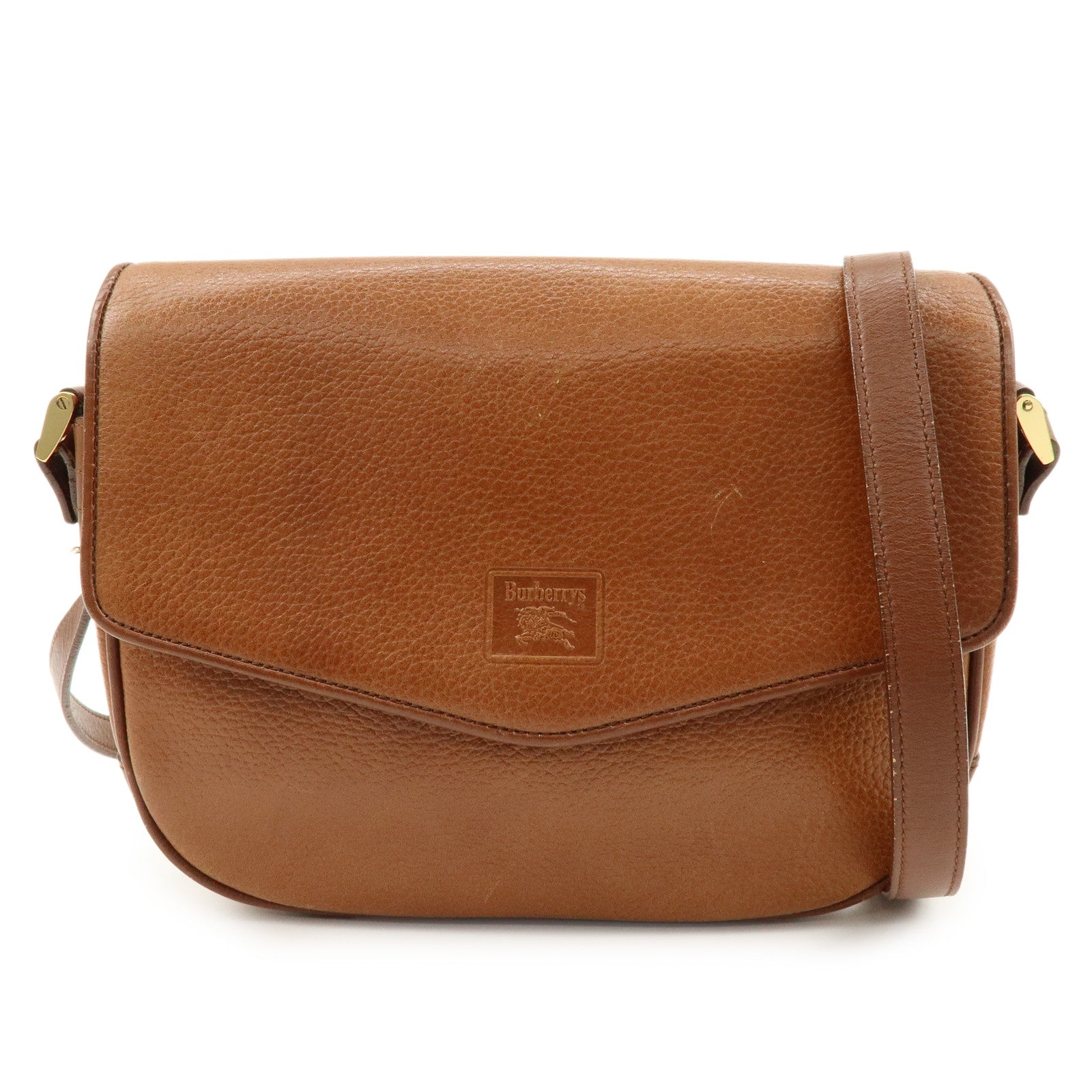 BURBERRY Logo Leather Shoulder Bag Crossbody Bag Brown