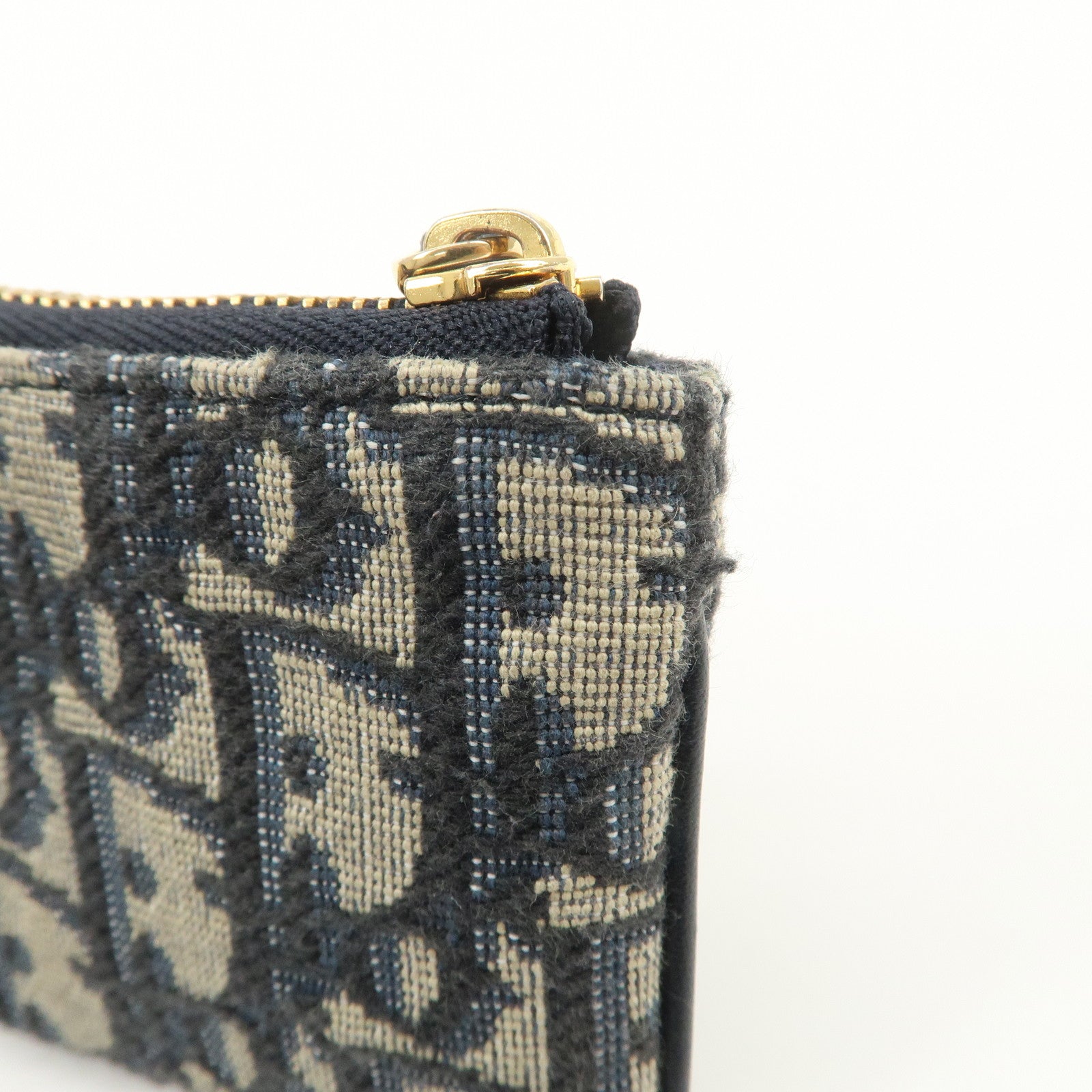 Christian Dior Trotter Canvas Leather Coin Case Key Case Navy