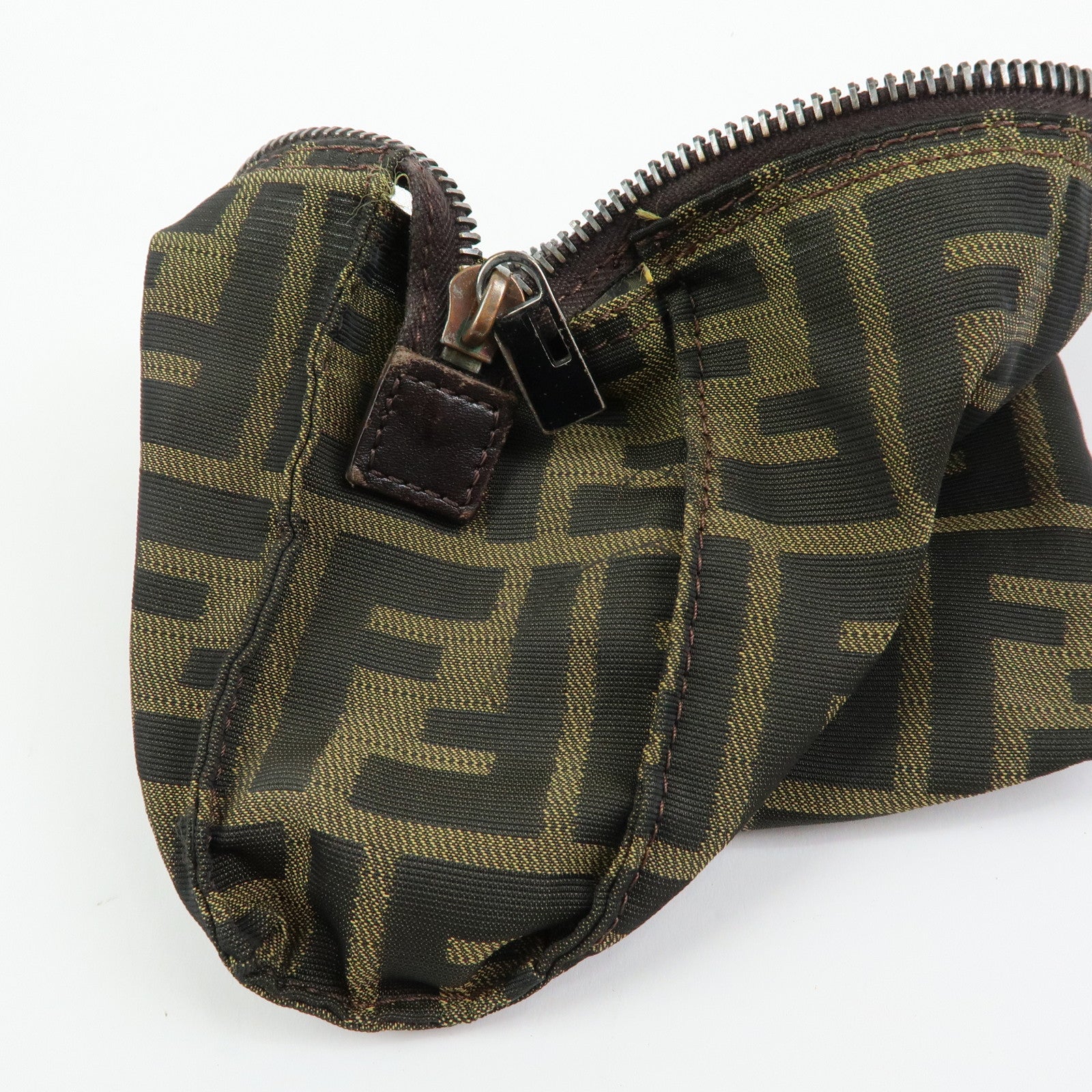 FENDI Zucca Set of 2 Canvas Leather Pouch Brown 7N0023 7N0006